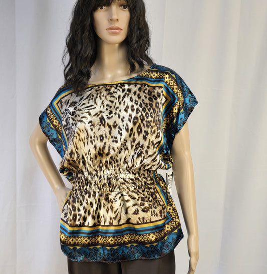 Majora Animal Print Satin Top Size Medium