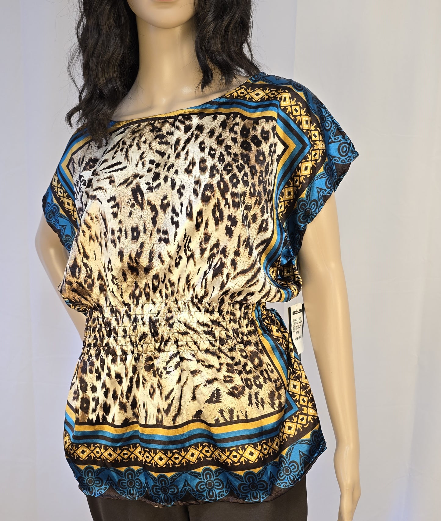 Majora Animal Print Satin Top Size Medium