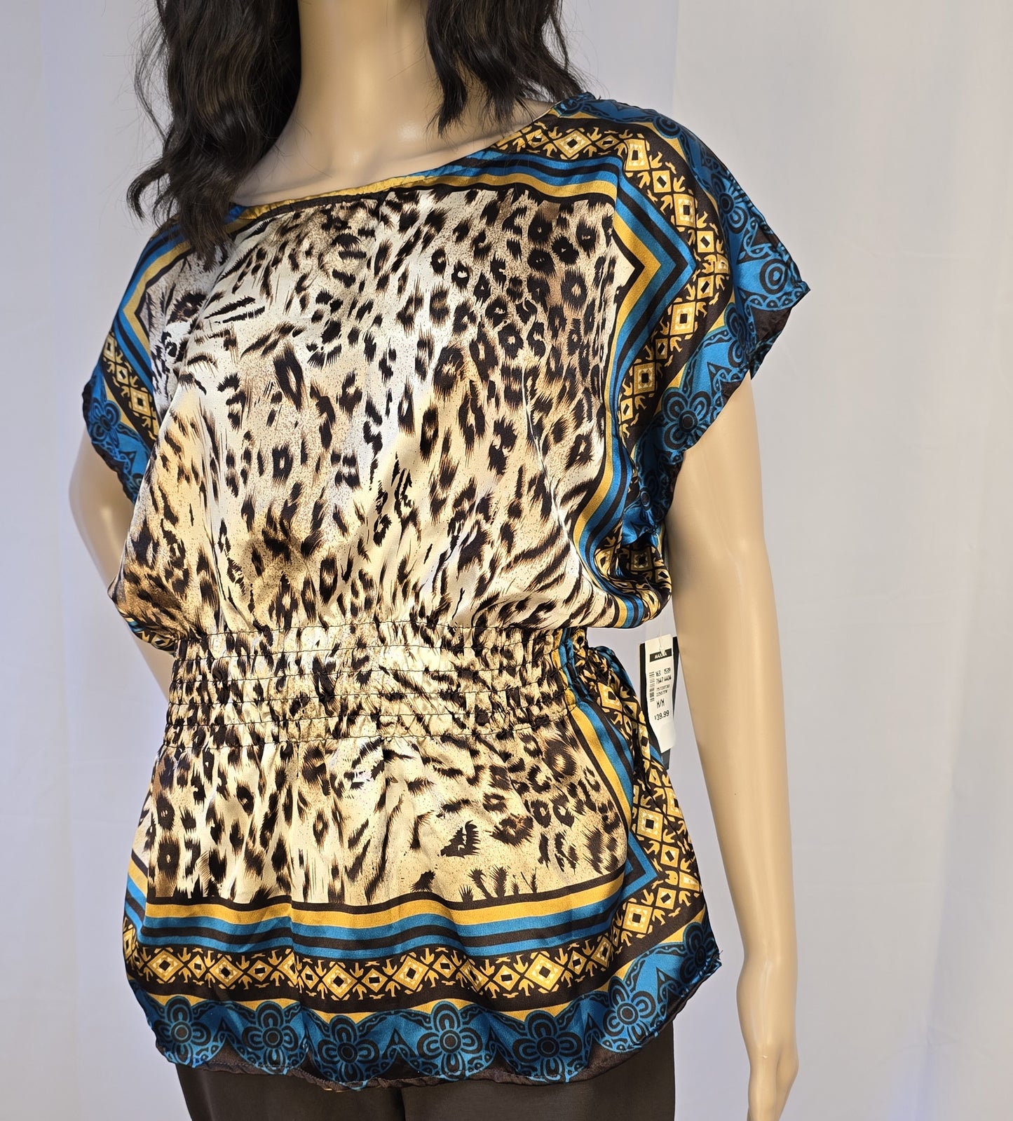 Majora Animal Print Satin Top Size Medium