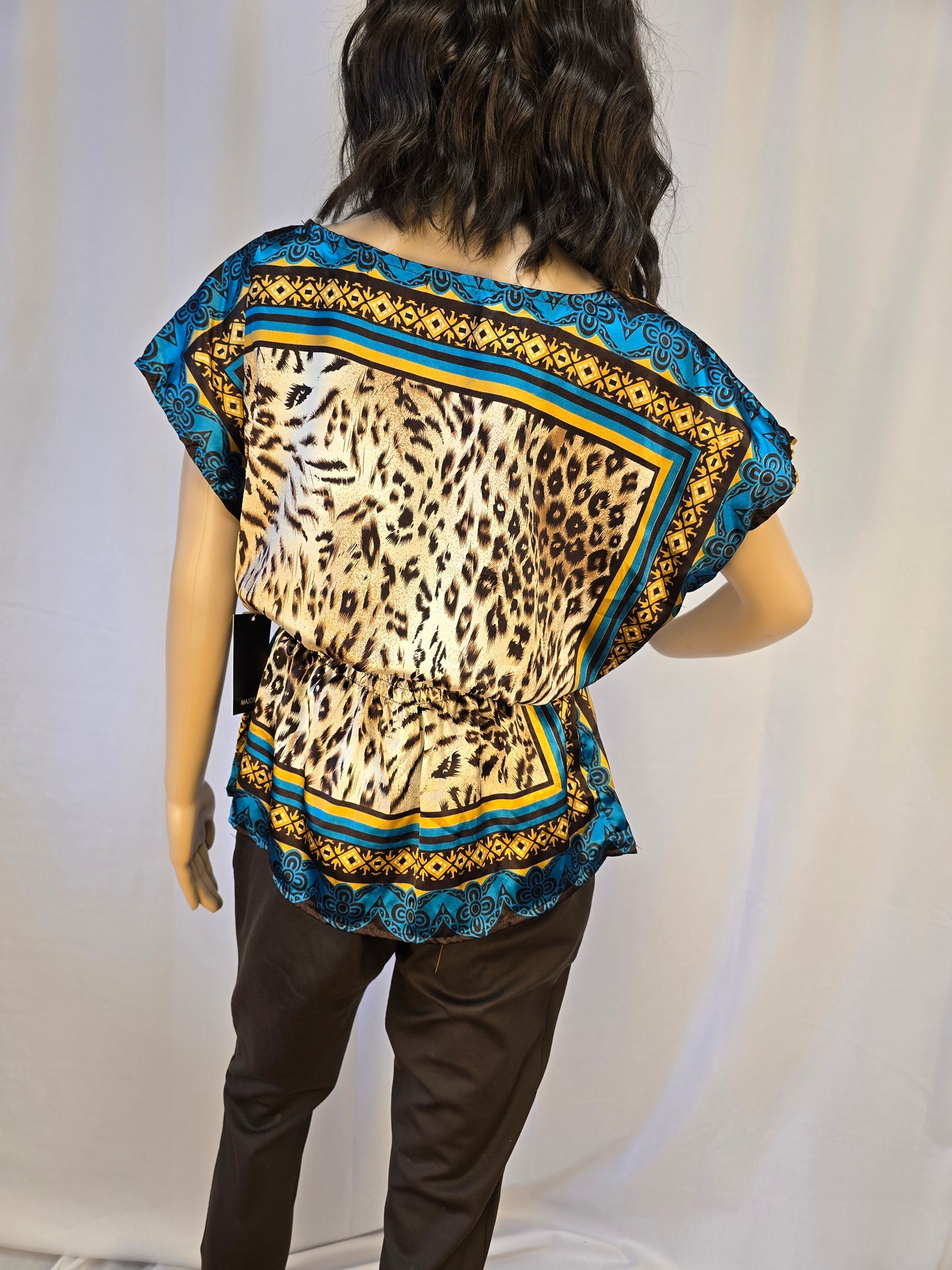Majora Animal Print Satin Top Size Medium