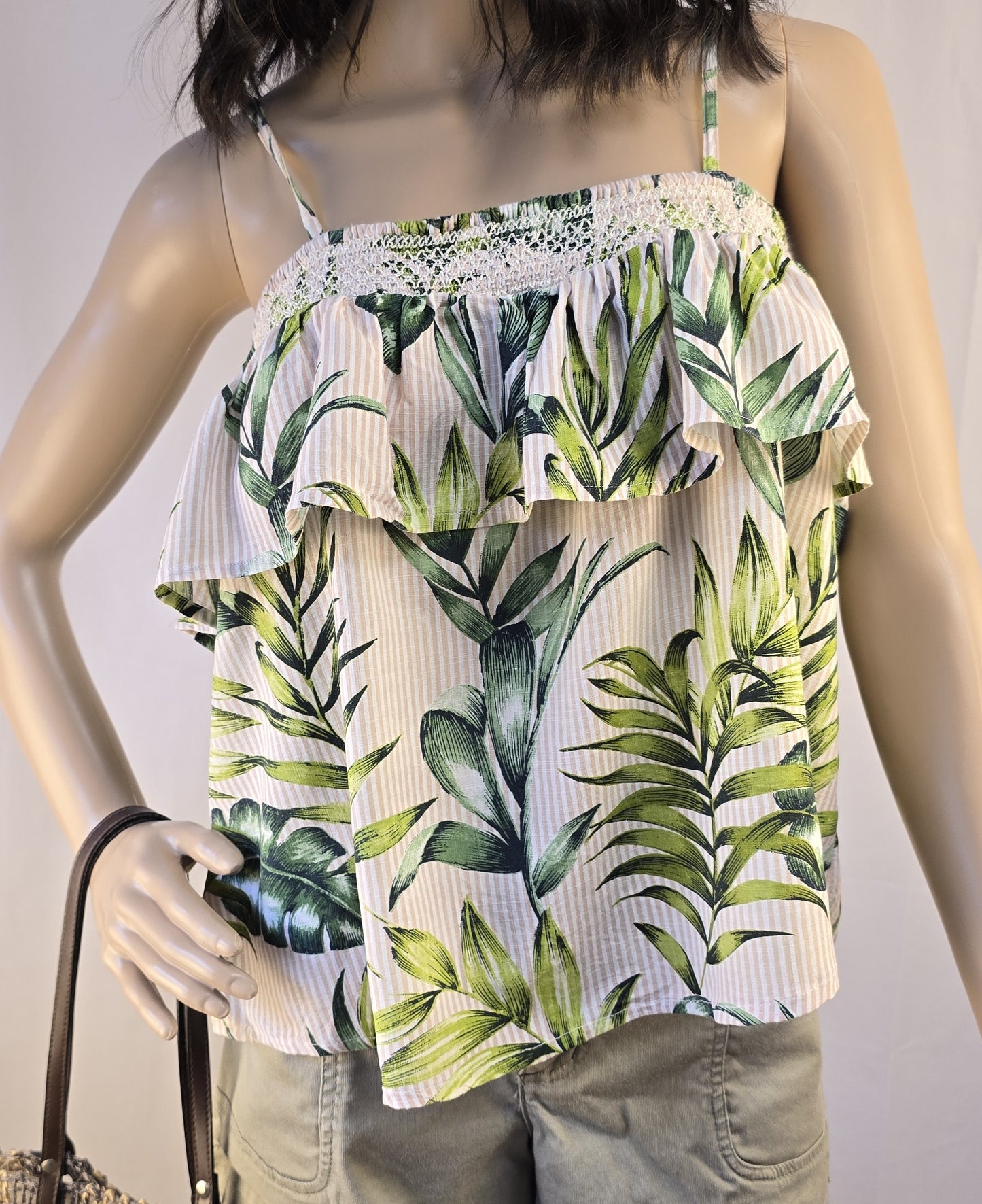 Patrons of Peace Crop Tropical Top Large Preloved