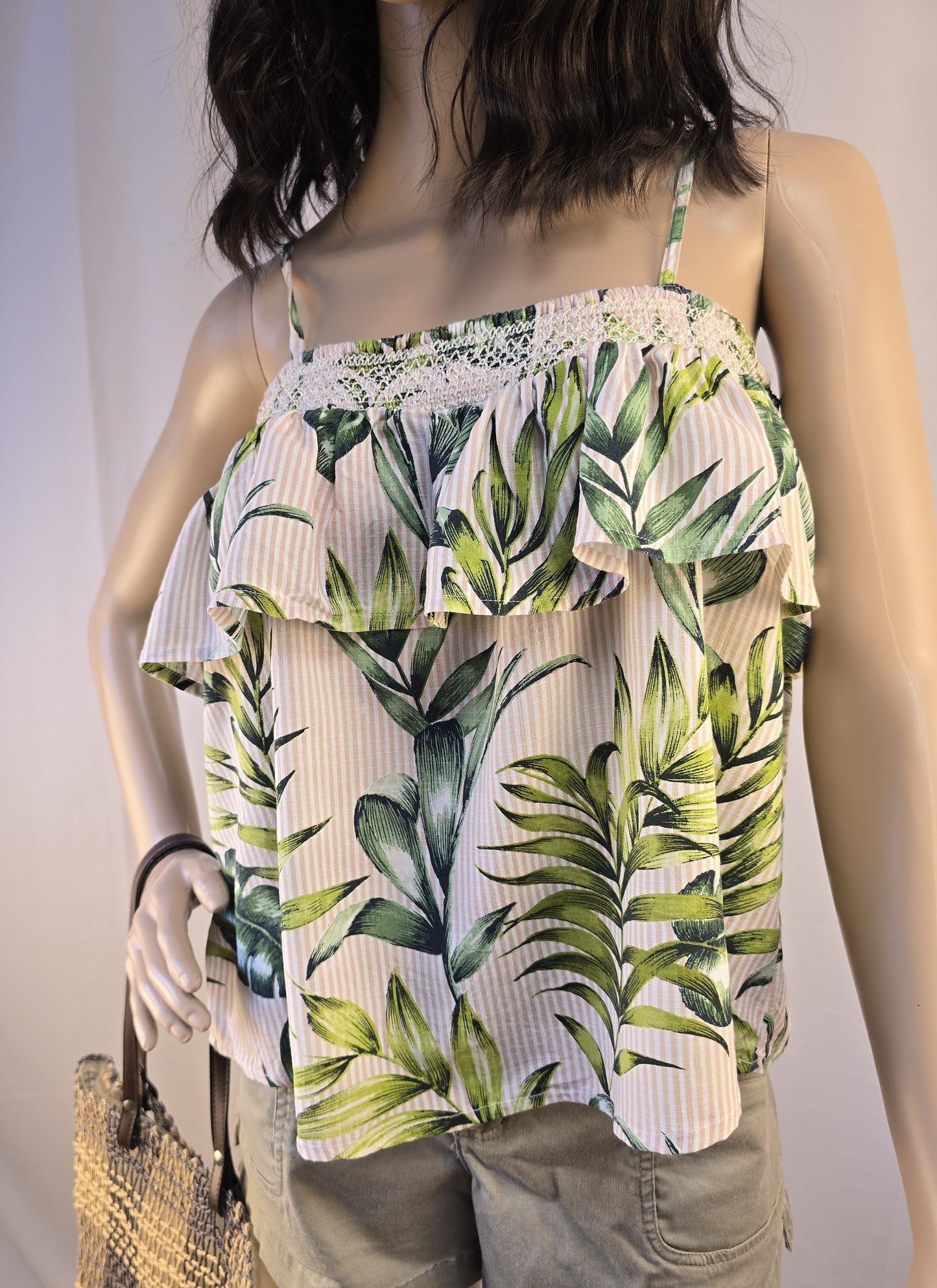 Patrons of Peace Crop Tropical Top Large Preloved