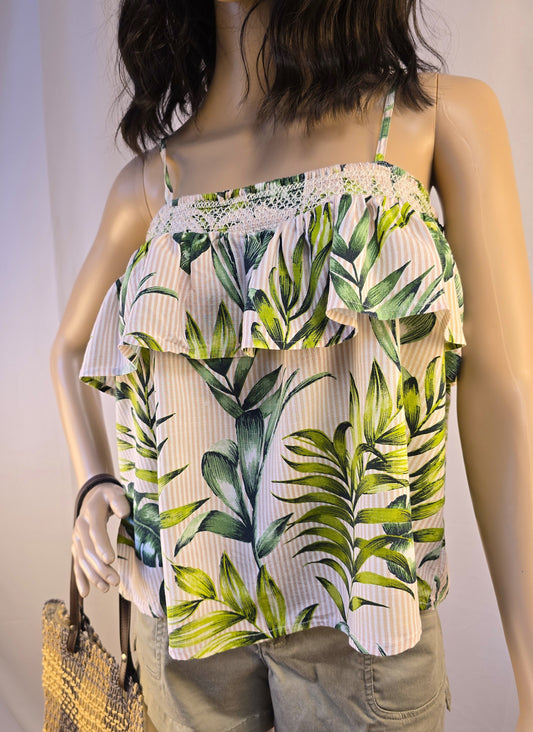 Patrons of Peace Crop Tropical Top Large Preloved