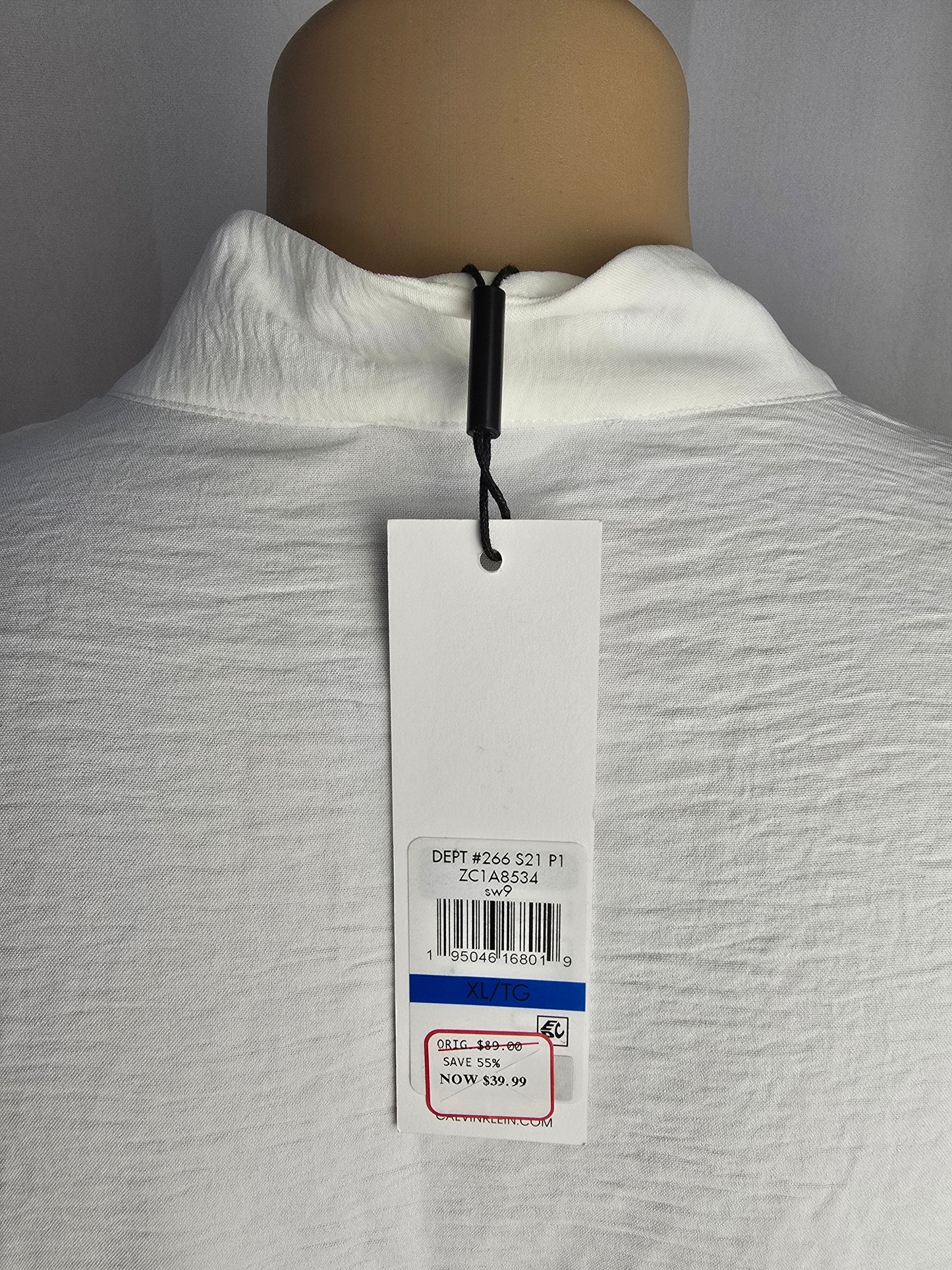 Calvin Klein Off White Cross Front Top XL New With Tags
