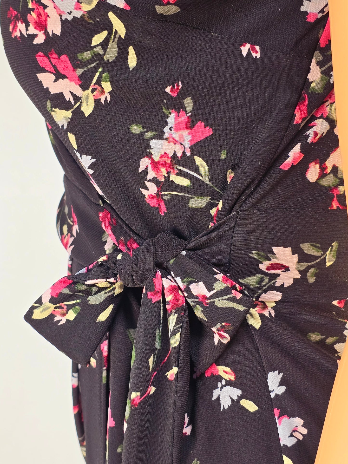 Chaps Black Floral Sleeveless Dress XL Preloved