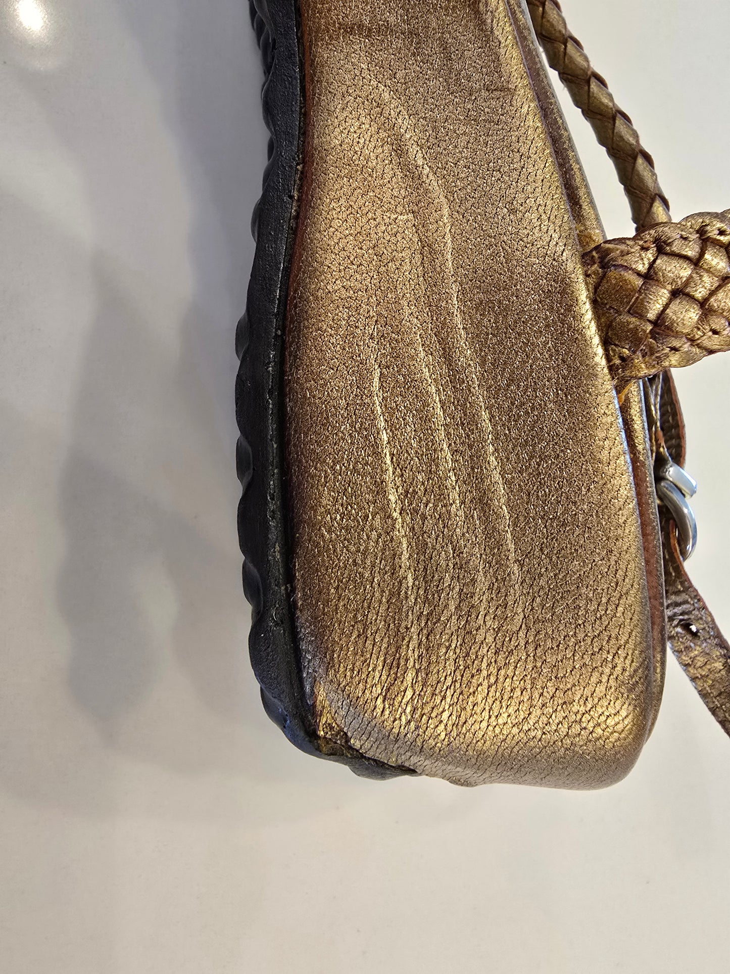 Pons Quintana Metallic Gold Closed Toe Sling Back Sandal Size 37