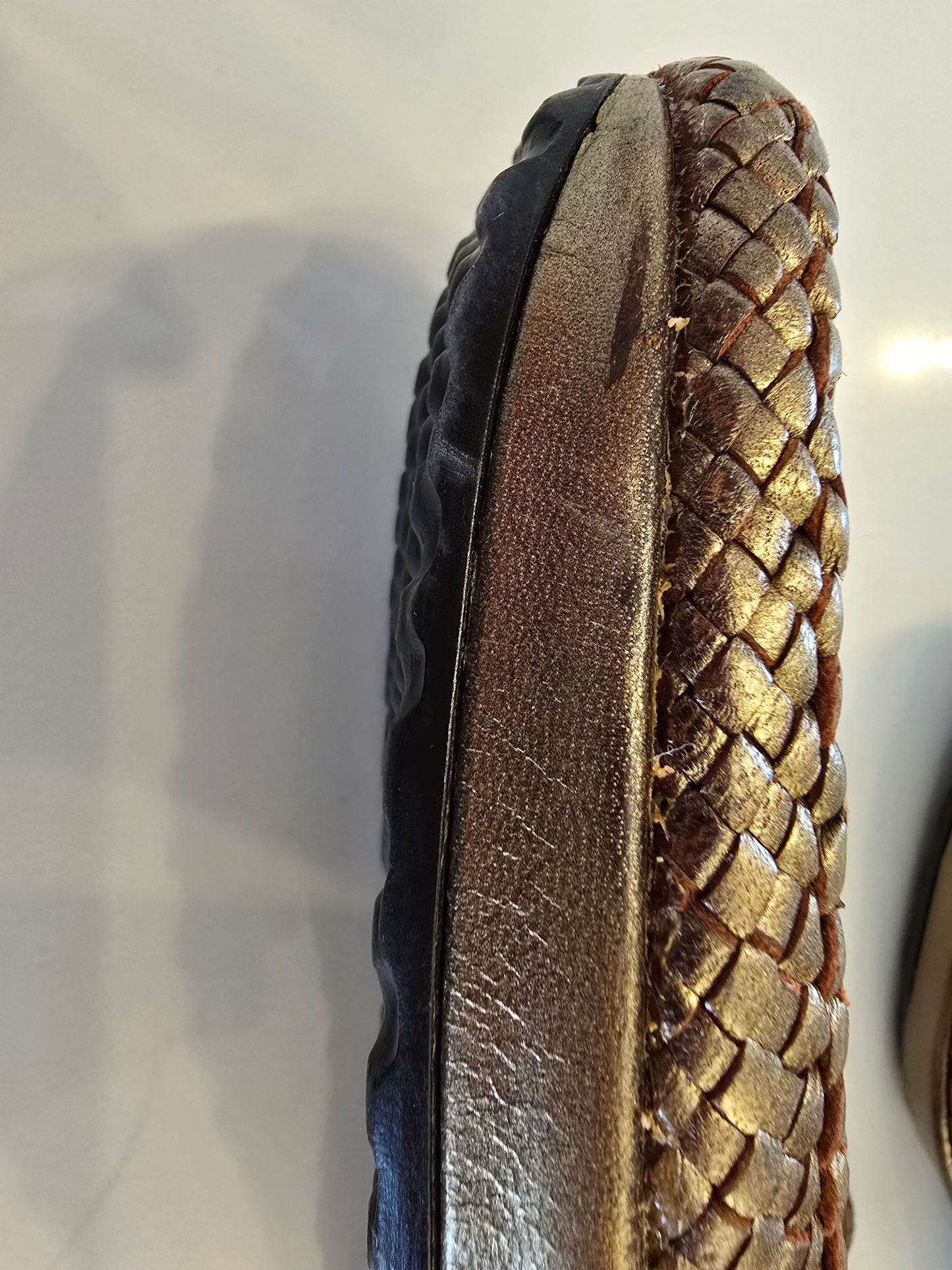 Pons Quintana Metallic Gold Closed Toe Sling Back Sandal Size 37