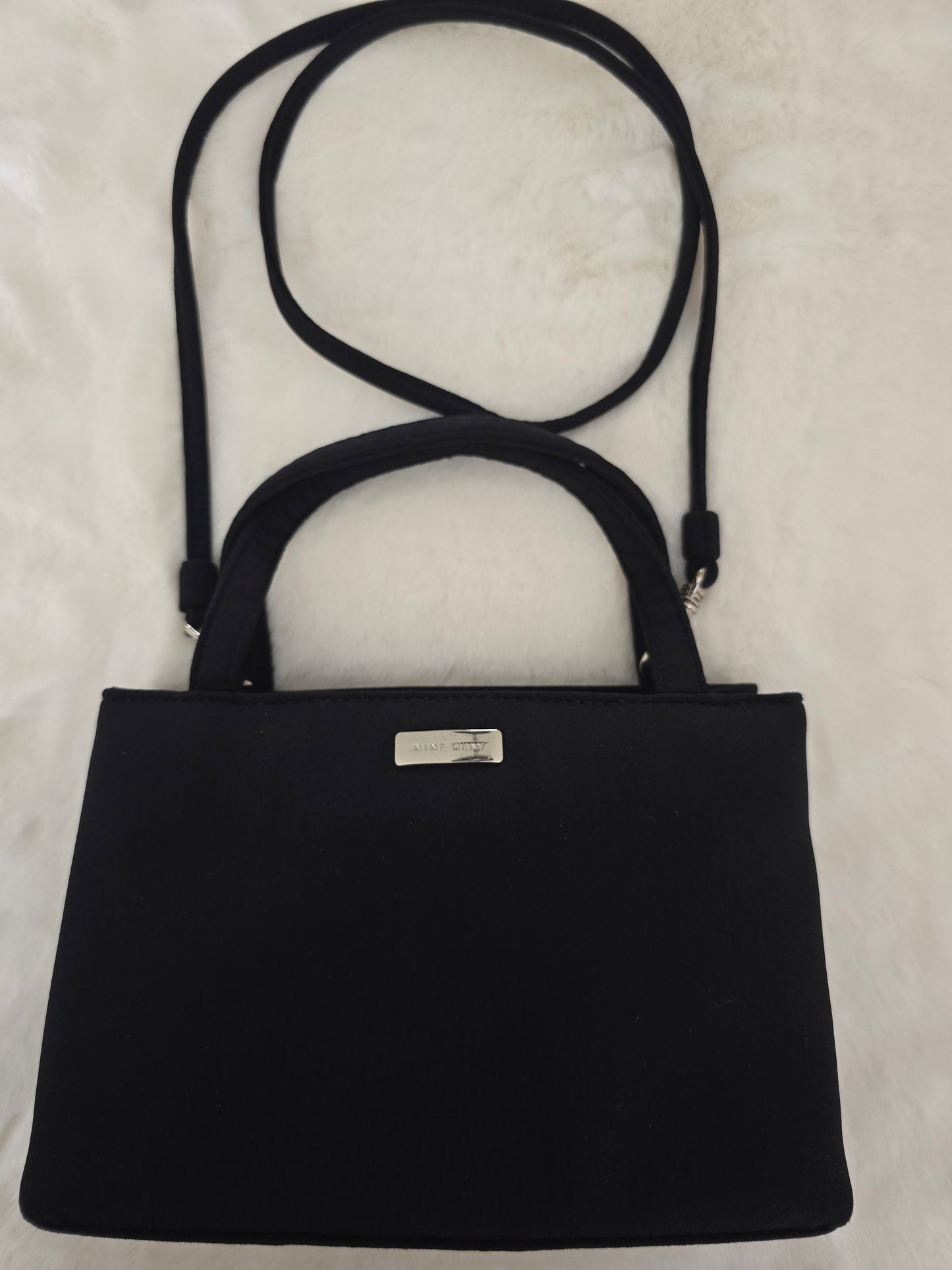 Nine West Black Fabric Mini Handbag with Shoulder Strap Preloved