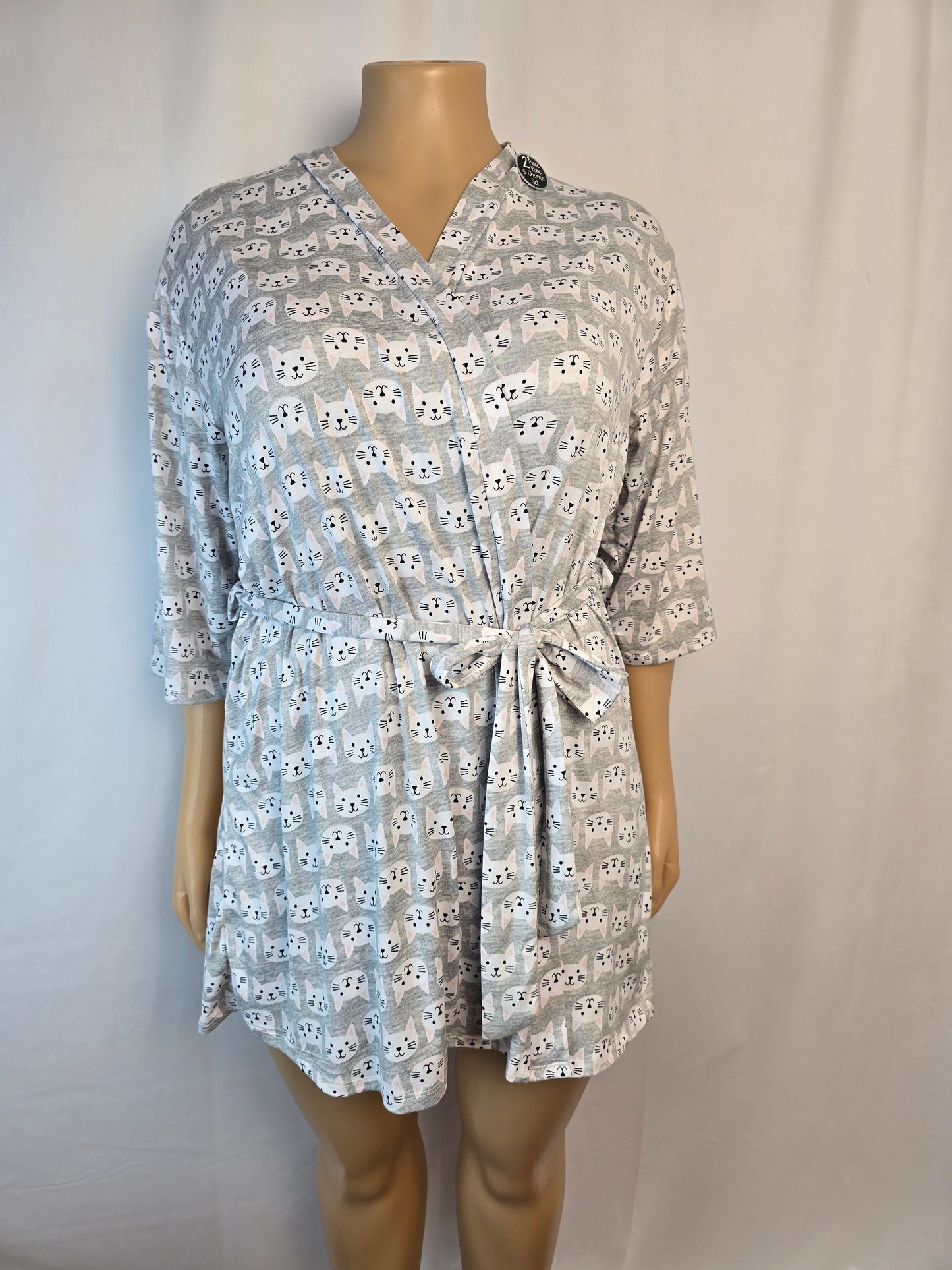 Pillow Talk Cat Theme 2 Piece Nightgown and Robe XL New With Tags