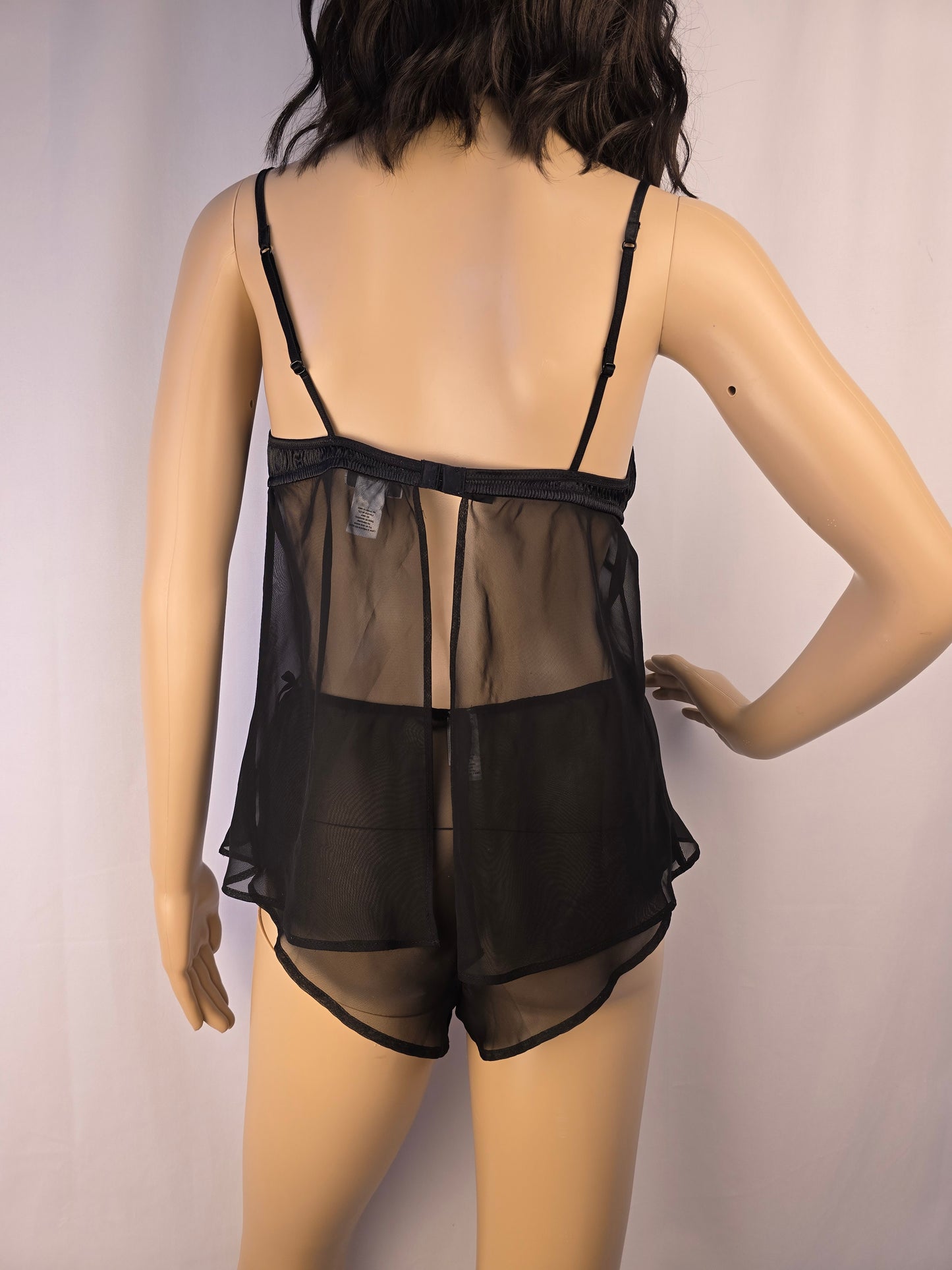 La Senza Baby Doll and Matching Panties Black Large Preloved