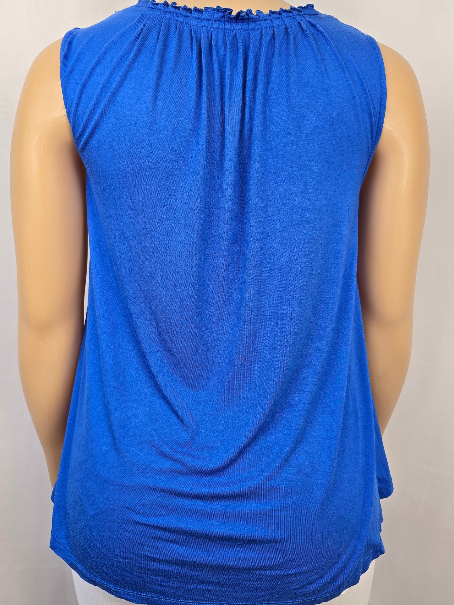 Cupio Sleeveless Royal Blue Top with Beaded Tassels Large Preloved
