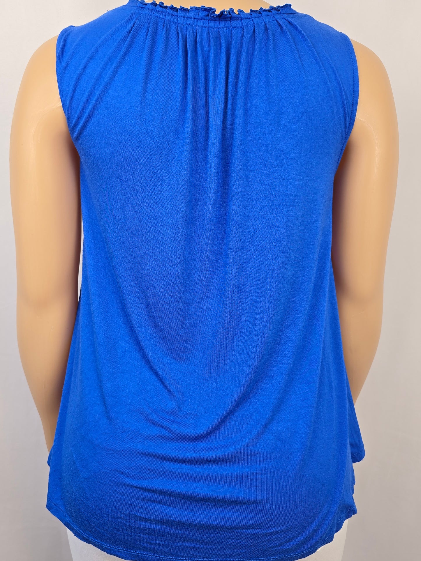Cupio Sleeveless Royal Blue Top with Beaded Tassels Large Preloved