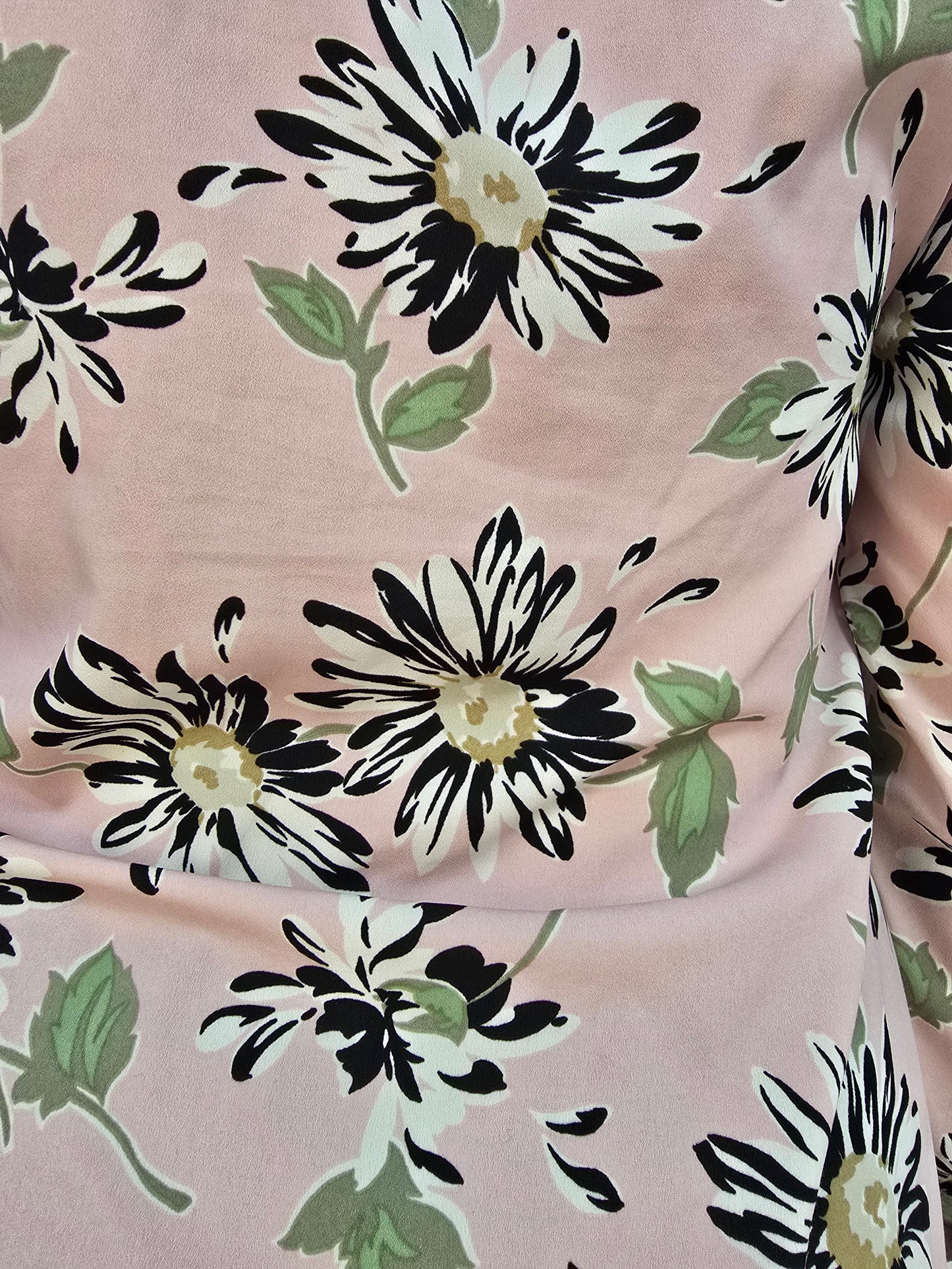 Anne Klein Pink / Black / Green Floral Blouse Long Sleeve Size 12 Preloved