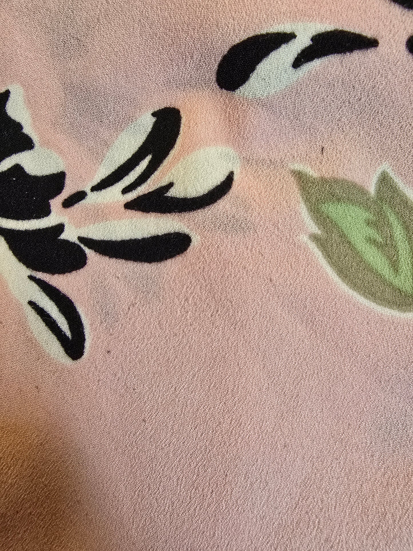 Anne Klein Pink / Black / Green Floral Blouse Long Sleeve Size 12 Preloved