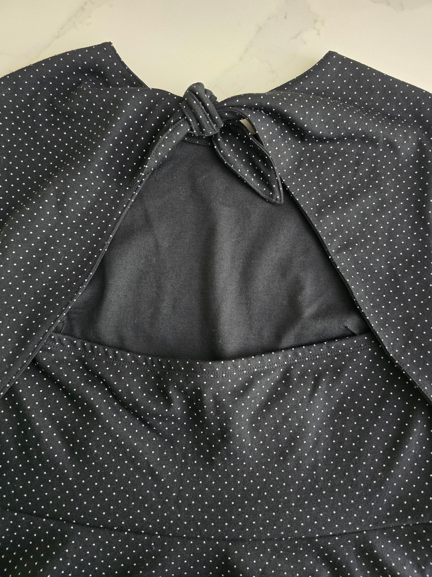 Gap Black and White Polka Dot A Line Dress Open Back Size 8P Preloved