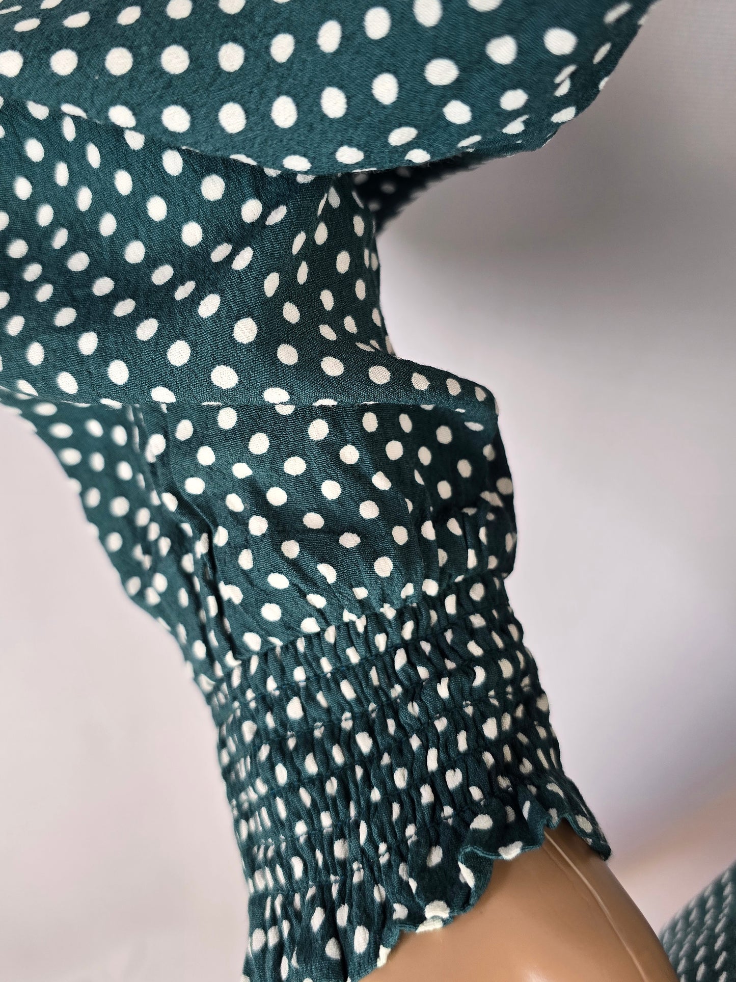 Loft Green & White Polka Dot Mini Wrap Dress Size 6 Petite Preloved