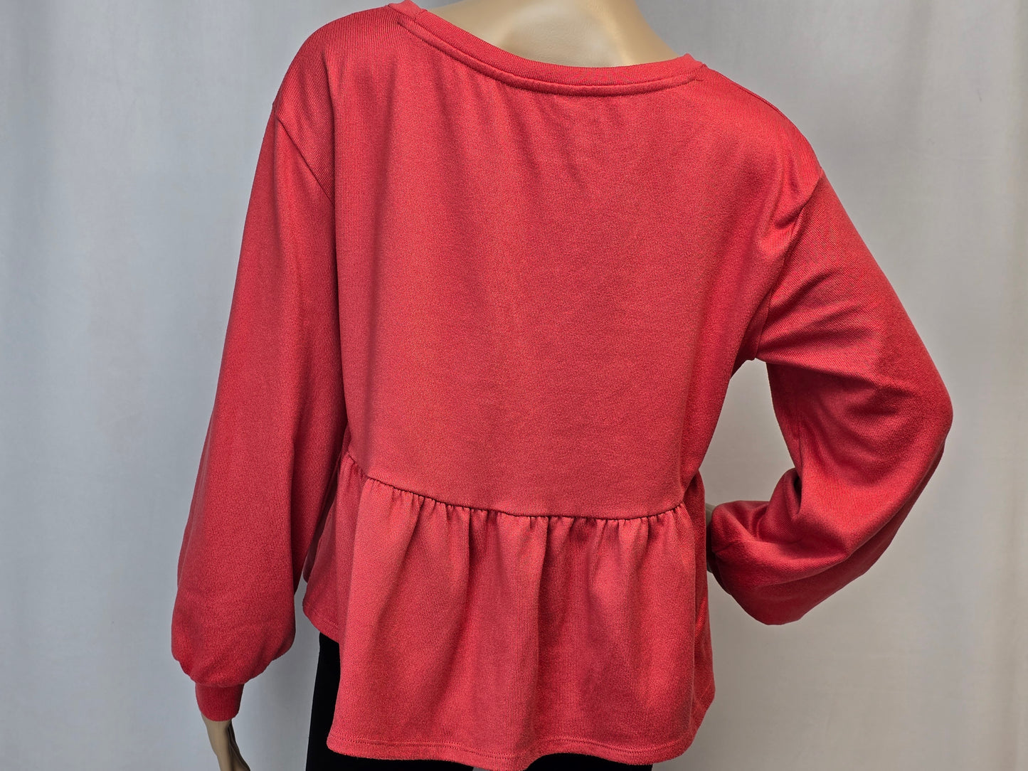 Joe Fresh Jillian Harris Ruffle Hem Long Sleeve Shirt Top Coral Medium Preloved