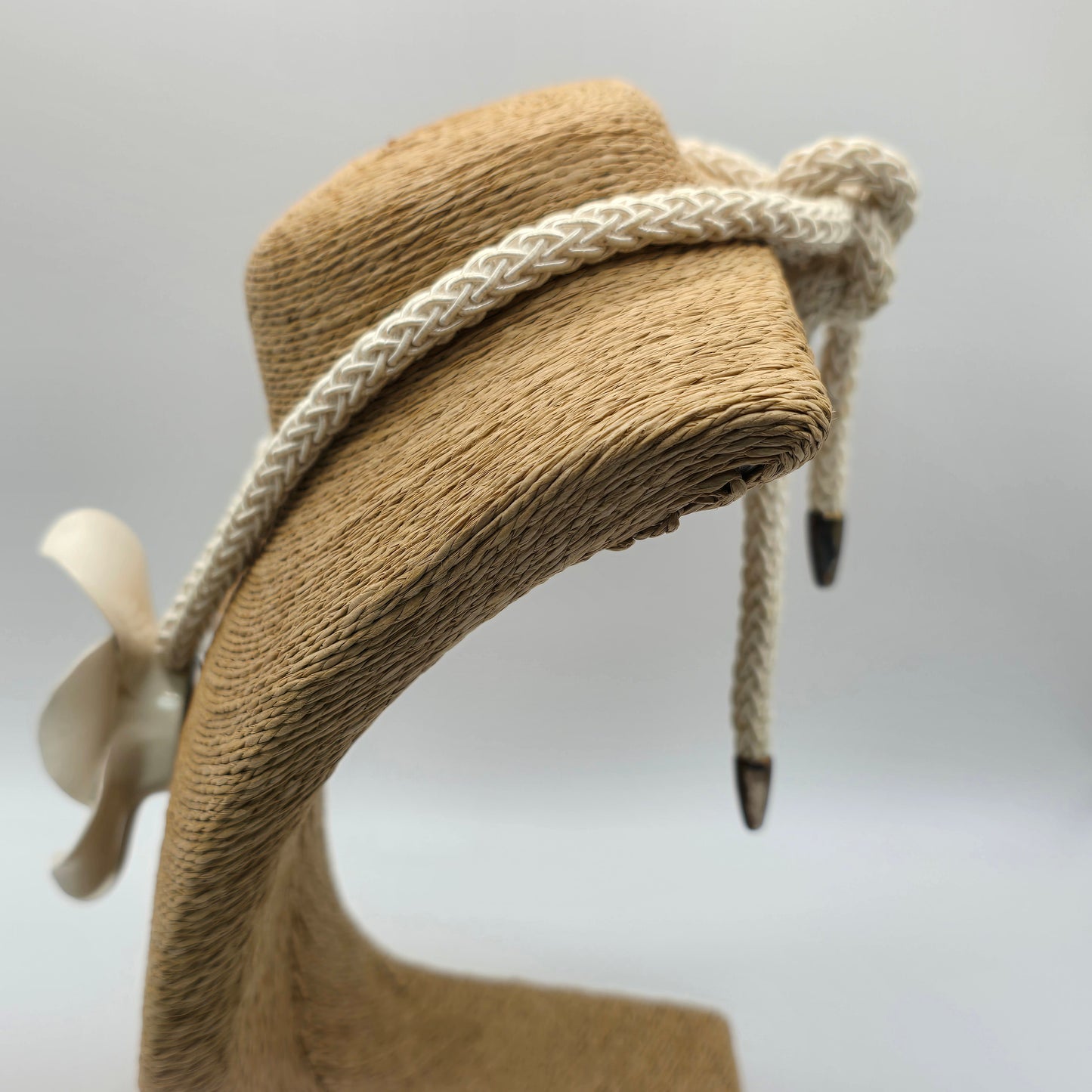 Ceramic White Flower Necklace with Cord Tie Preloved