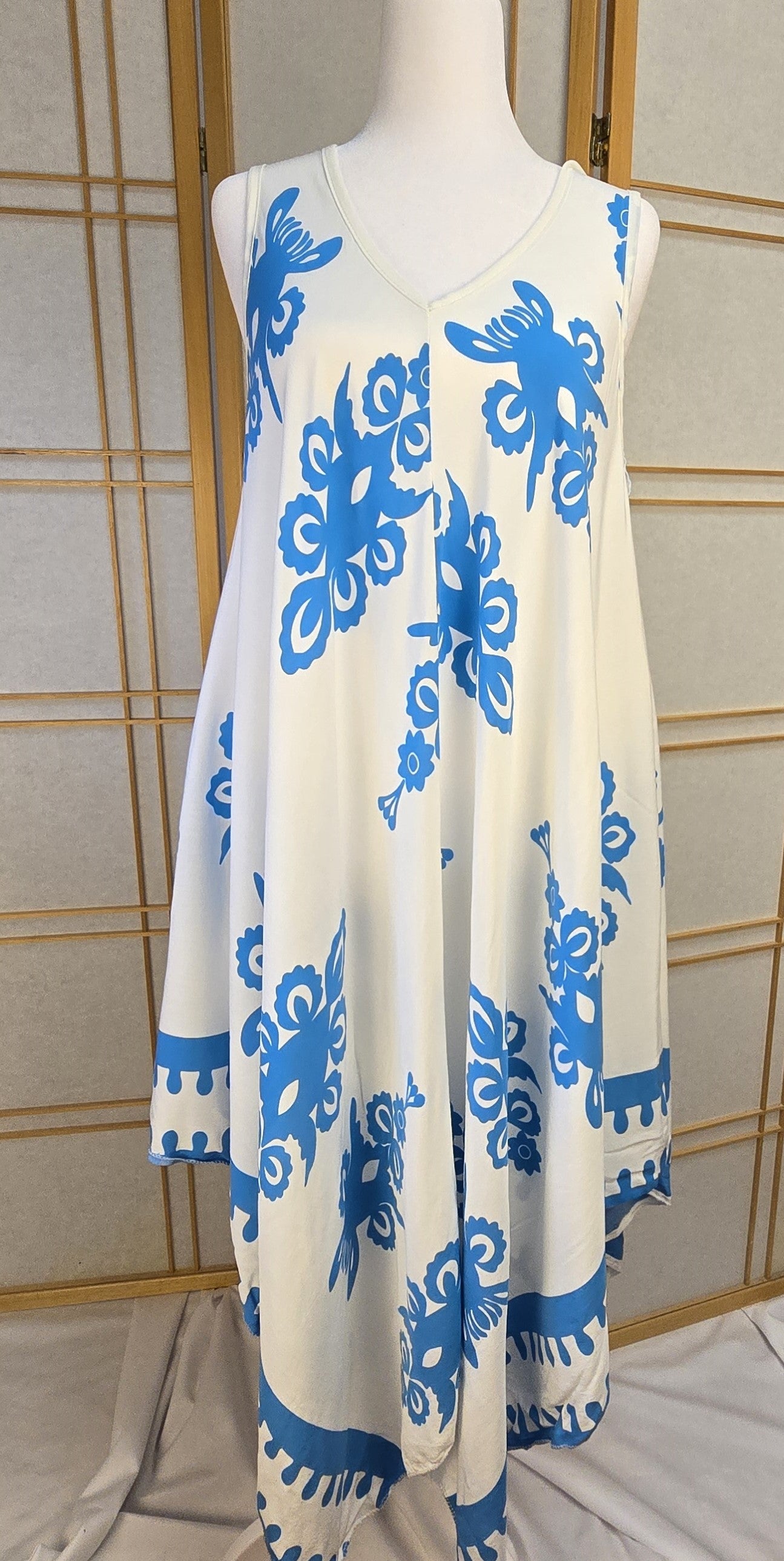 Beyond Capri White Aqua Dress/Cover-Up XL