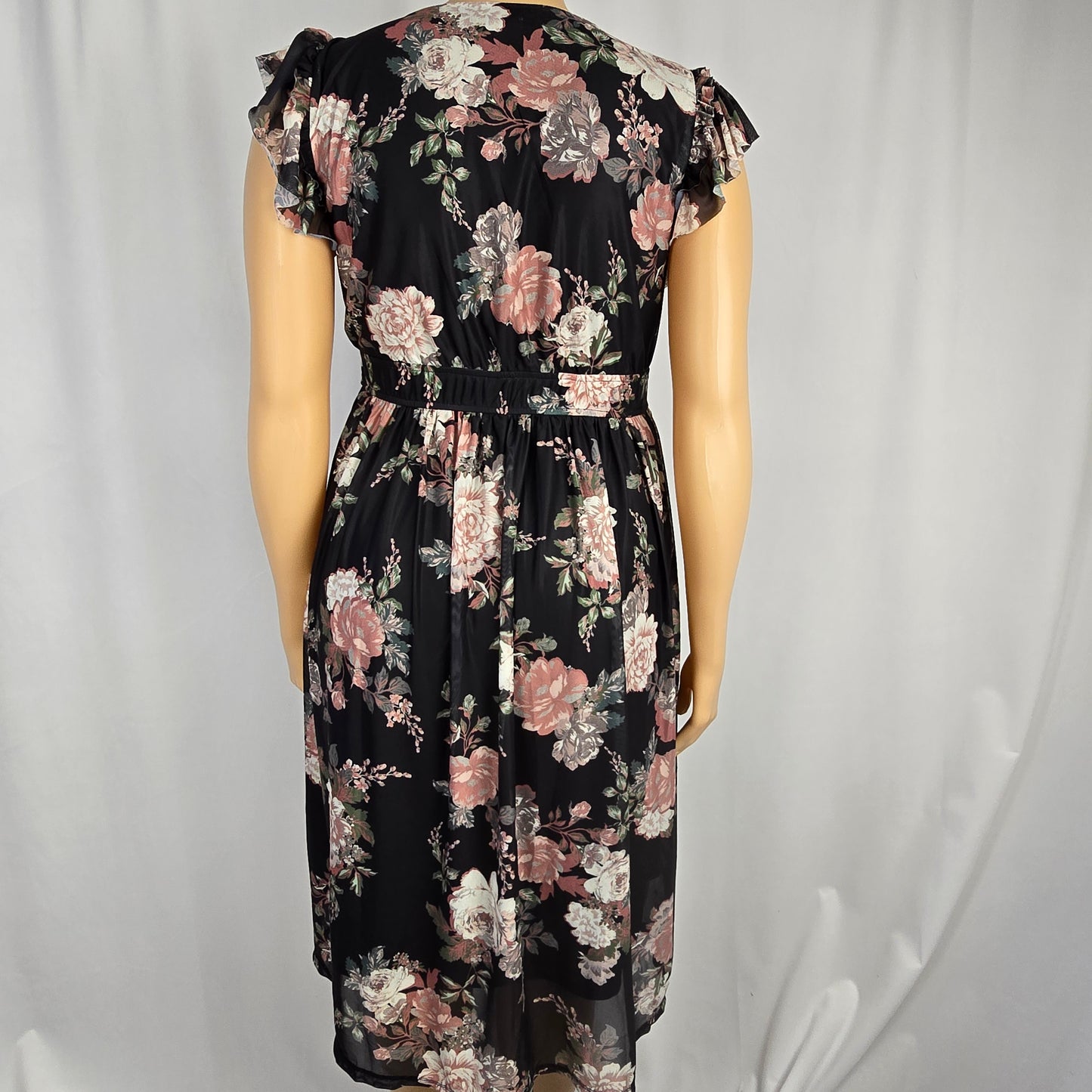 Maurices Floral Mesh Flutter Sleeve Midi Dress XL