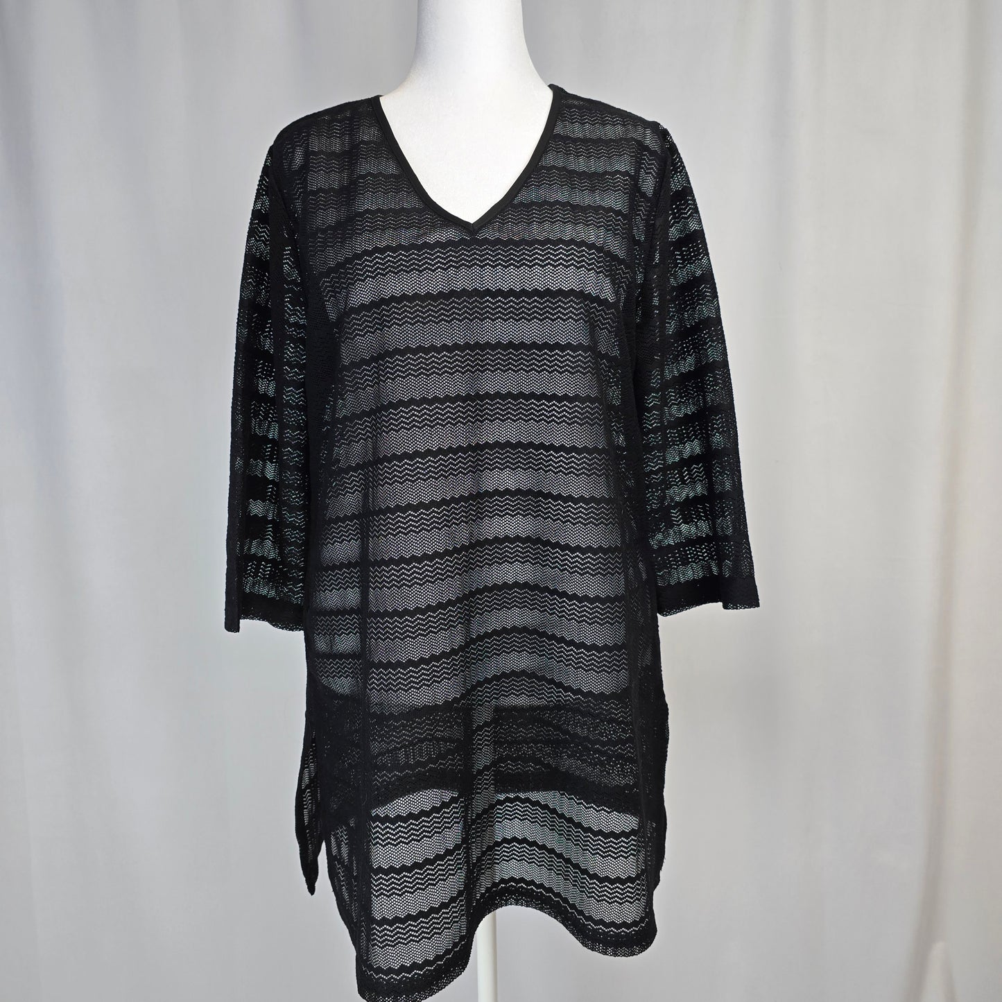 Black Mesh Bathing Suit Cover-Up Approx size XL Preloved