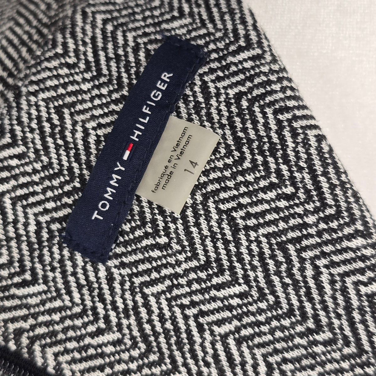 Tommy Hilfiger Houndstooth Fit & Flare Dress with Patent Belt | Size 14