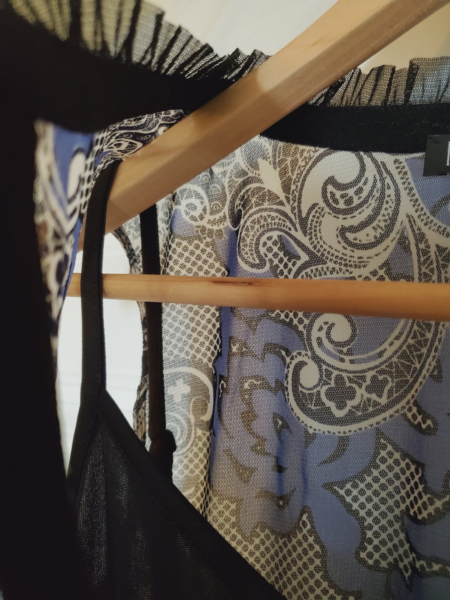 INC Blue Black Sheer Blouse Sleeveless XL New With Tags