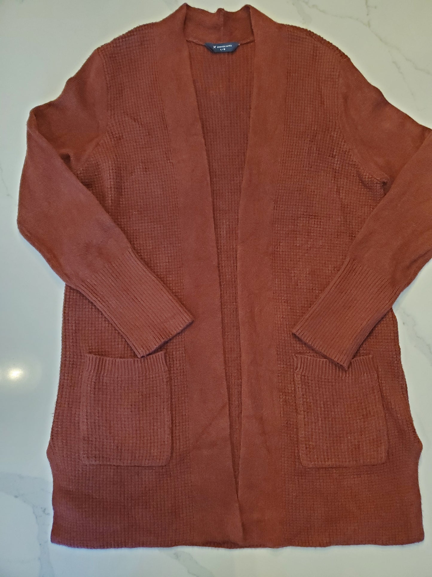 Denver Hayes Cozy Waffle Fitted Open Cardigan Preloved