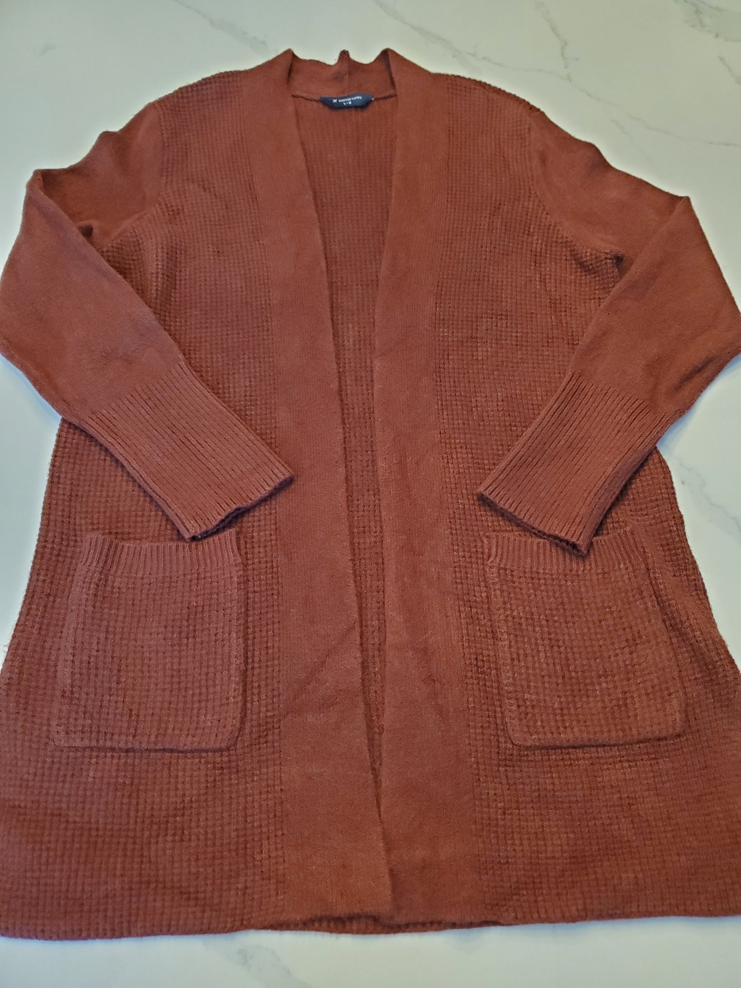 Denver Hayes Cozy Waffle Fitted Open Cardigan Preloved