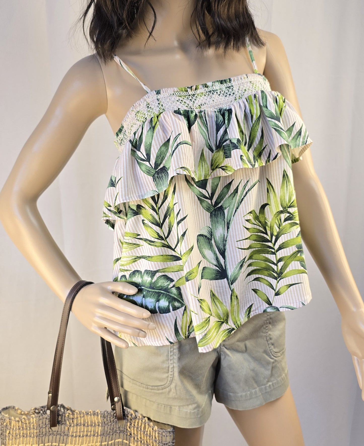 Patrons of Peace Crop Tropical Top Large Preloved