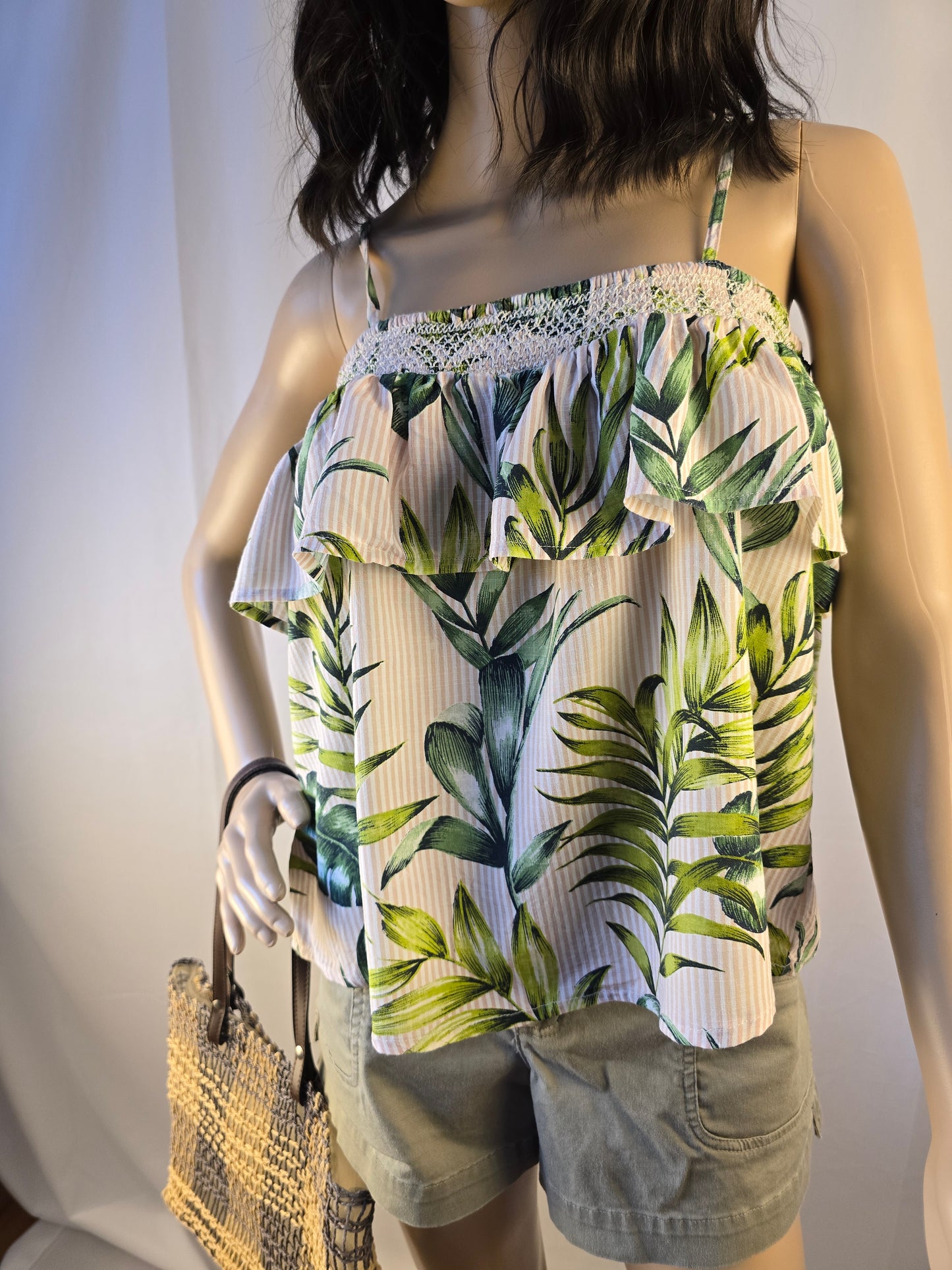 Patrons of Peace Crop Tropical Top Large Preloved
