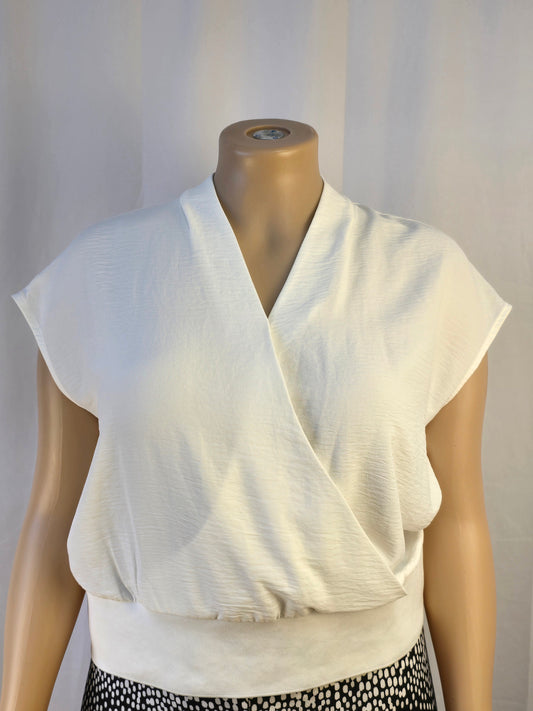 Calvin Klein Off White Cross Front Top XL New With Tags