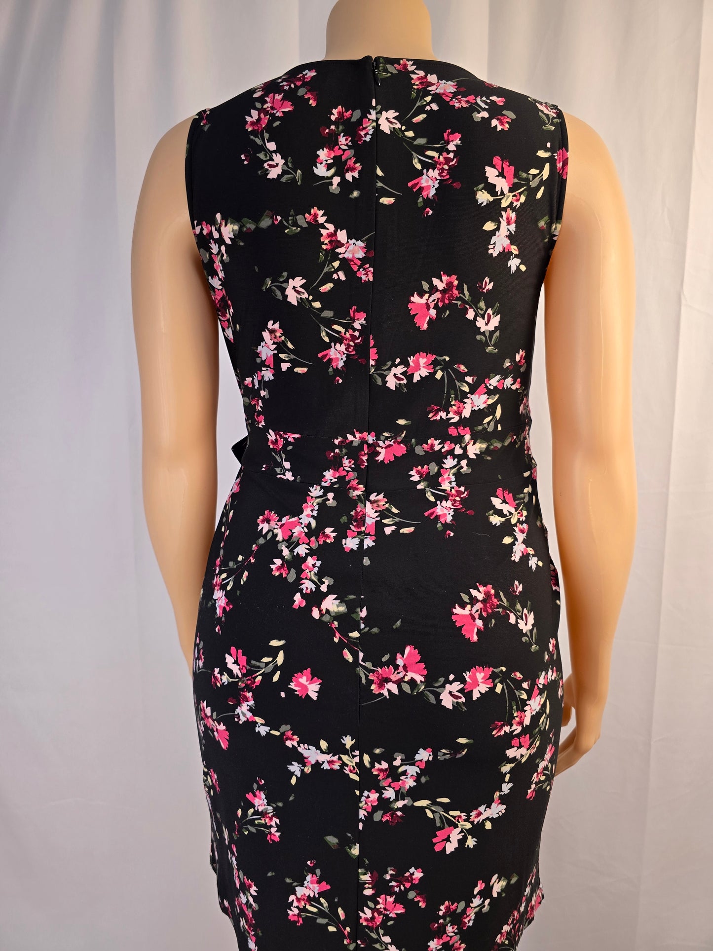 Chaps Black Floral Sleeveless Dress XL Preloved