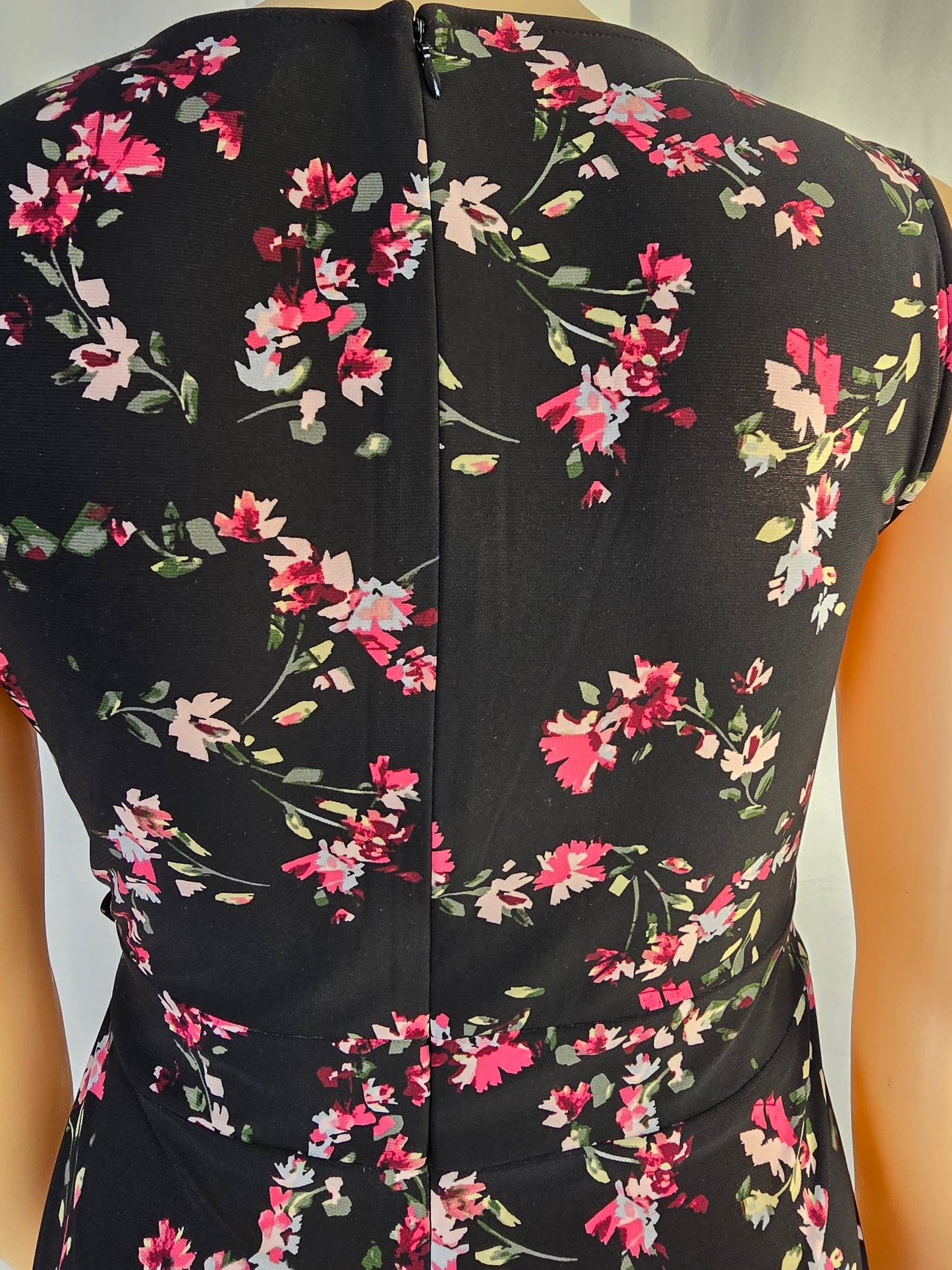 Chaps Black Floral Sleeveless Dress XL Preloved