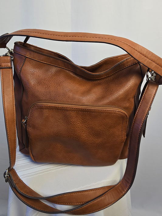 Ricardo Brown Vintagish Purse - Dual Straps Crossbody or Shoulder Preloved