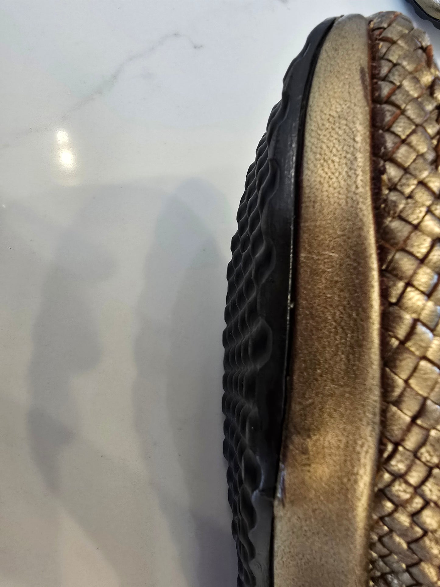 Pons Quintana Metallic Gold Closed Toe Sling Back Sandal Size 37