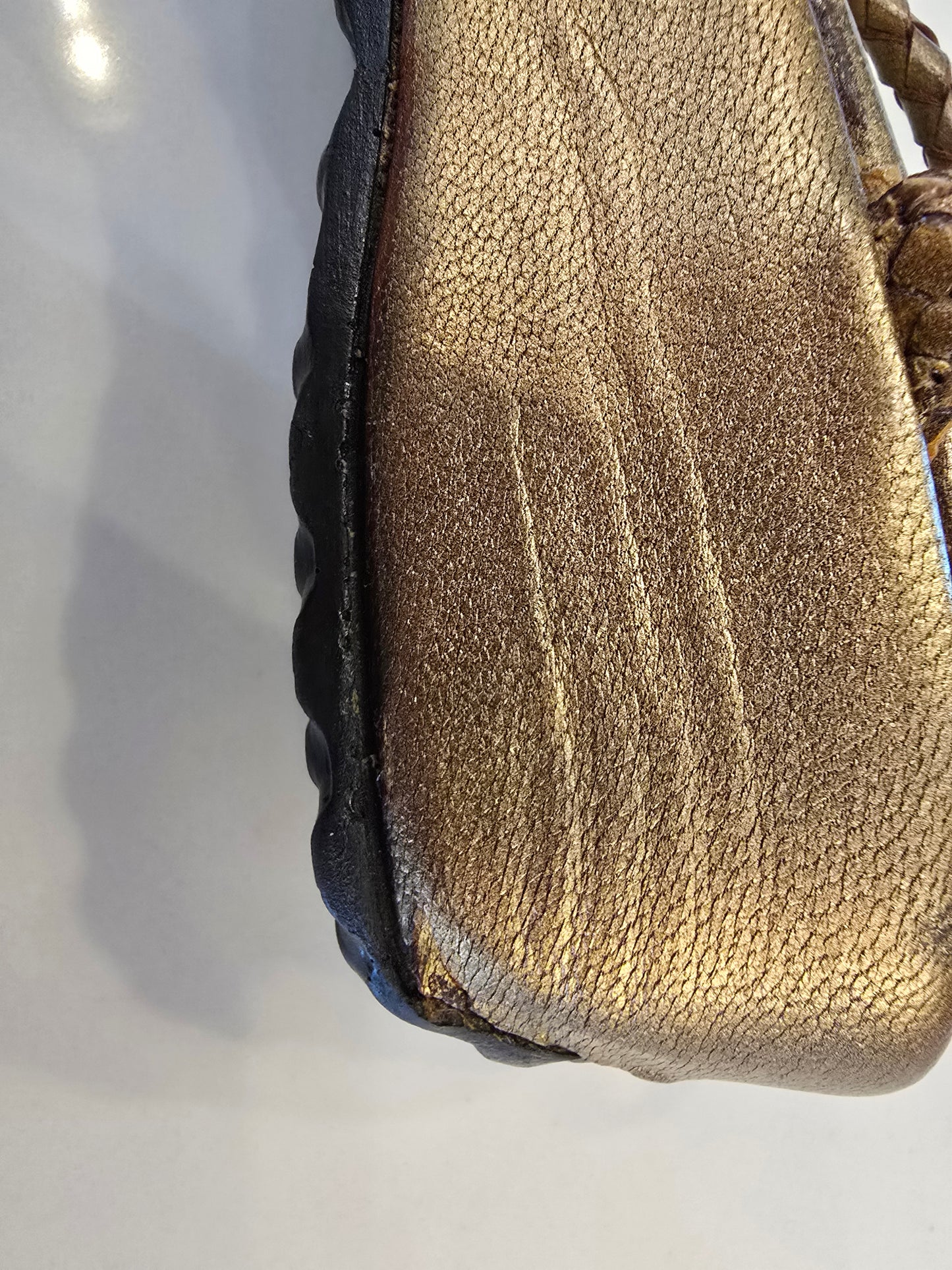 Pons Quintana Metallic Gold Closed Toe Sling Back Sandal Size 37