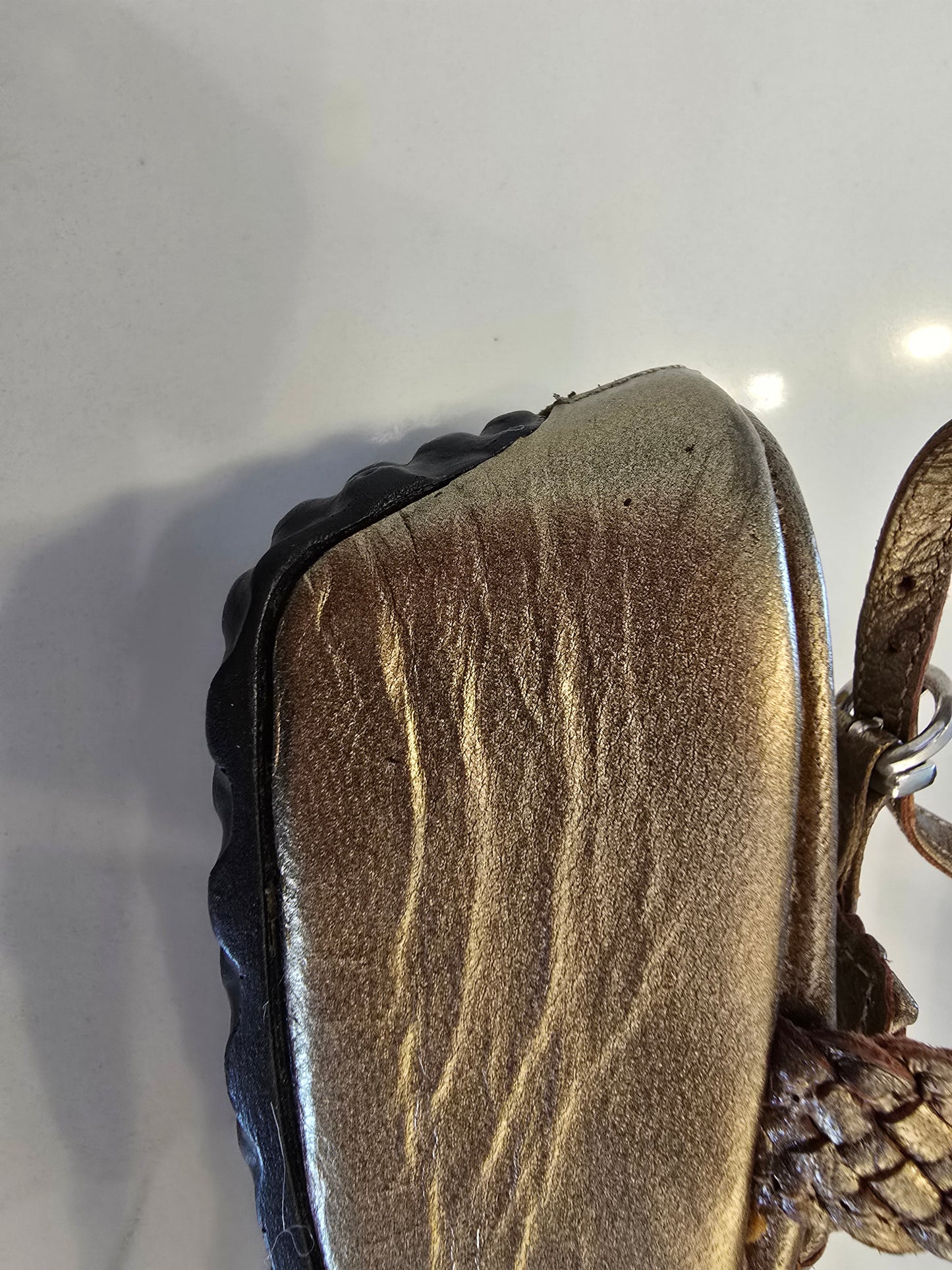 Pons Quintana Metallic Gold Closed Toe Sling Back Sandal Size 37