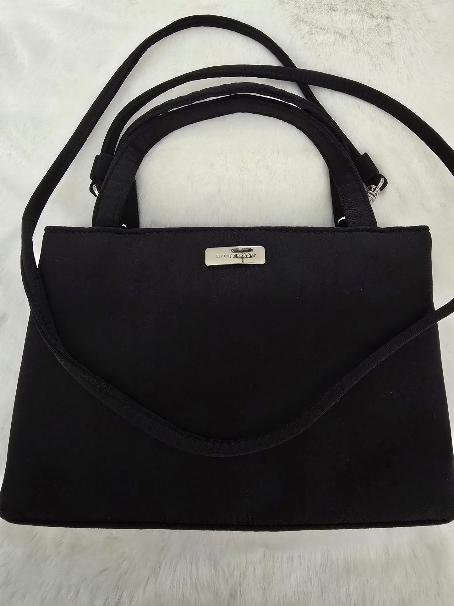 Nine West Black Fabric Mini Handbag with Shoulder Strap Preloved