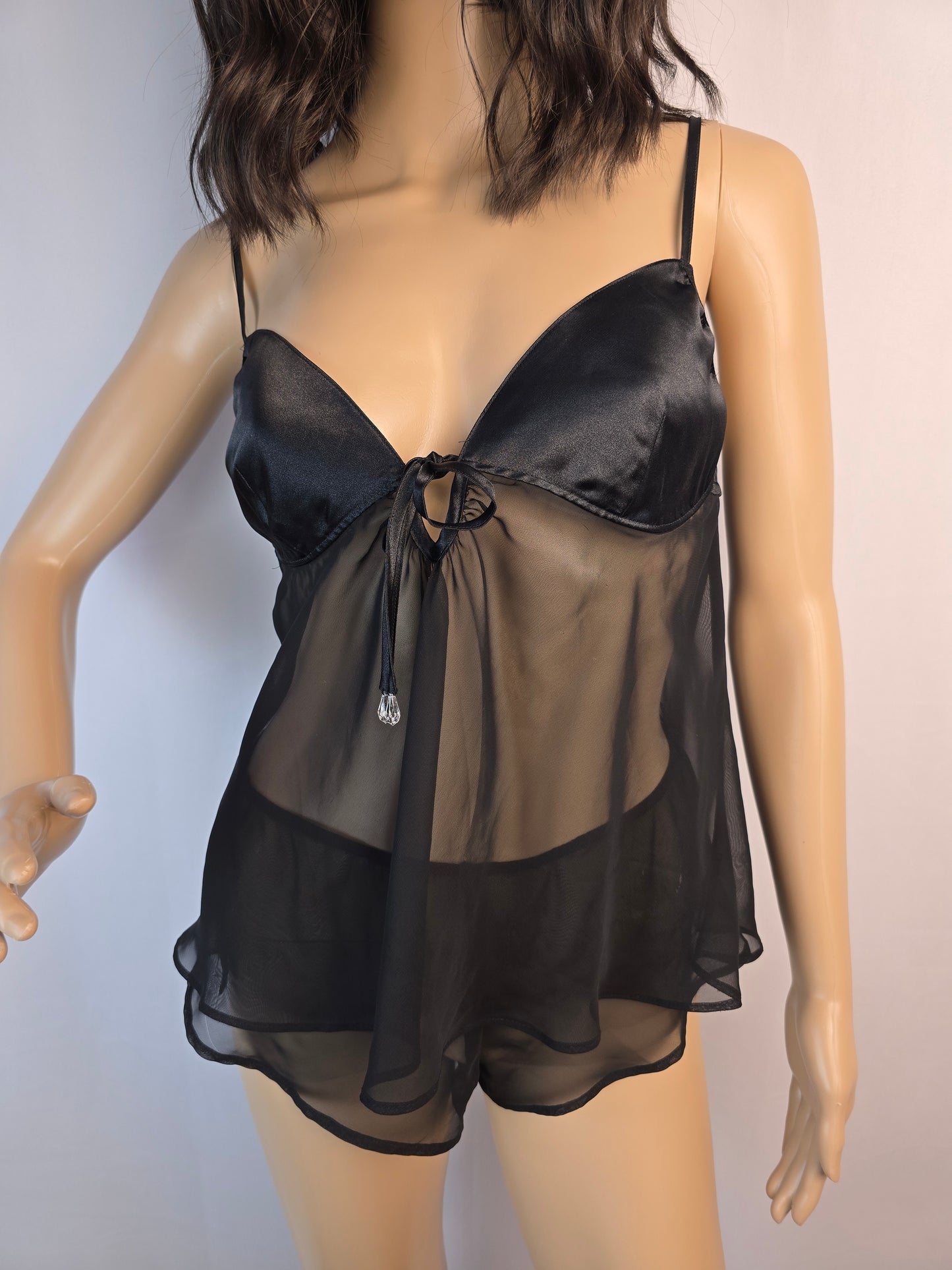 La Senza Baby Doll and Matching Panties Black Large Preloved