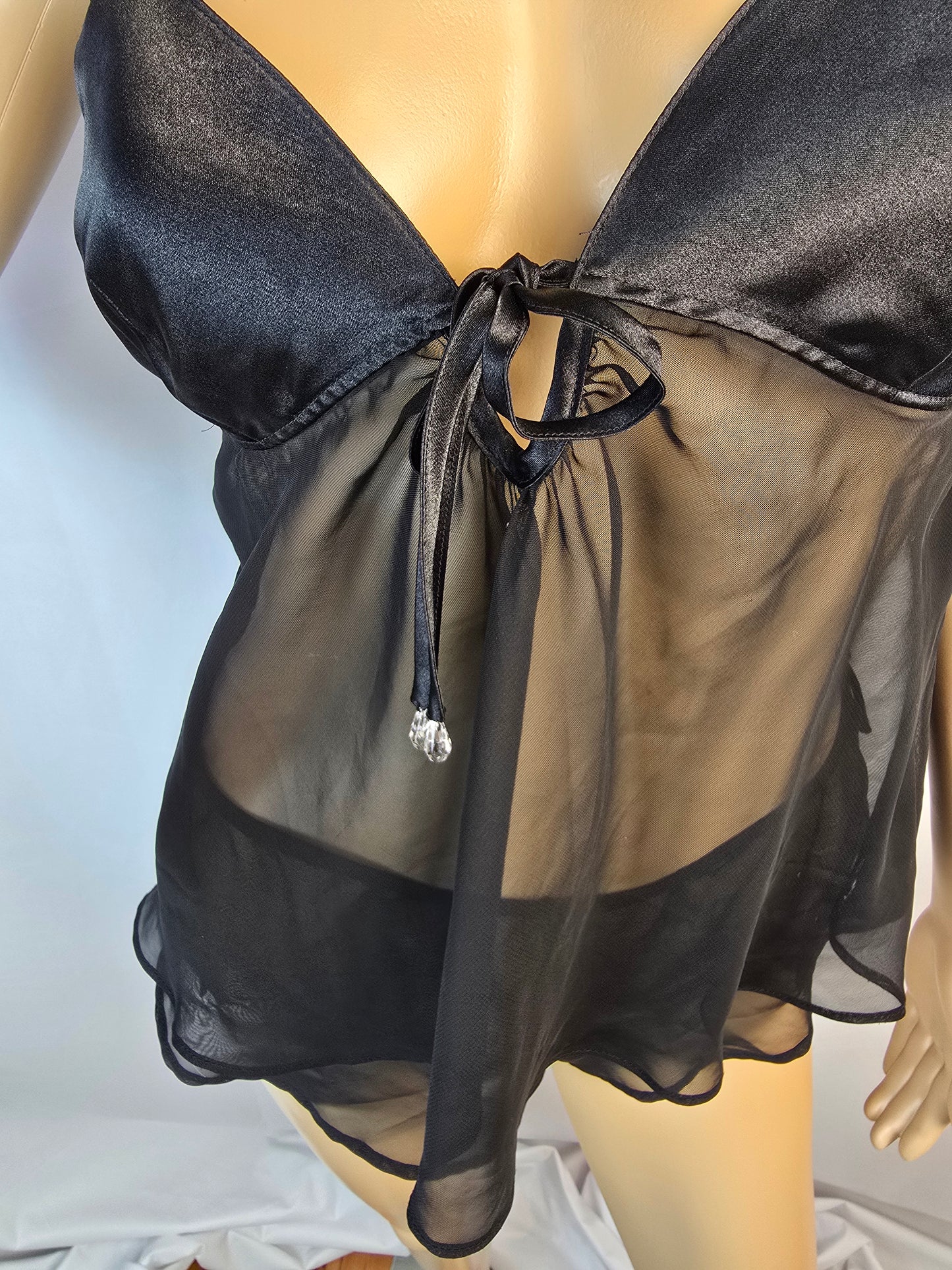 La Senza Baby Doll and Matching Panties Black Large Preloved