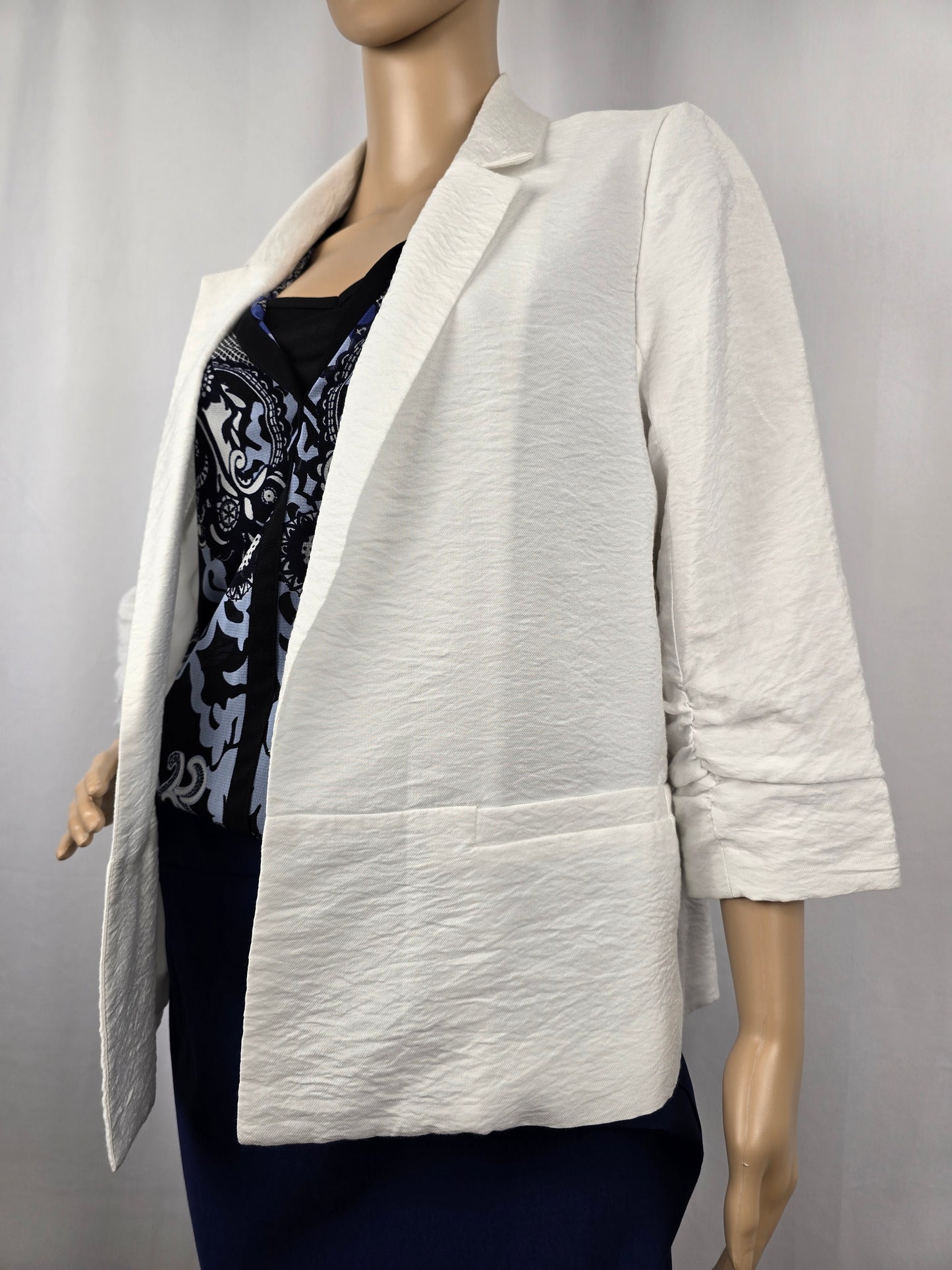 Cleo Petites White 3/4 Sleeve Blazer Medium New With Tags