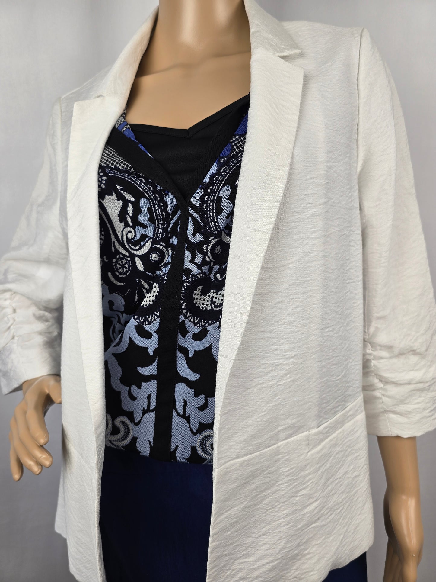 Cleo Petites White 3/4 Sleeve Blazer Medium New With Tags
