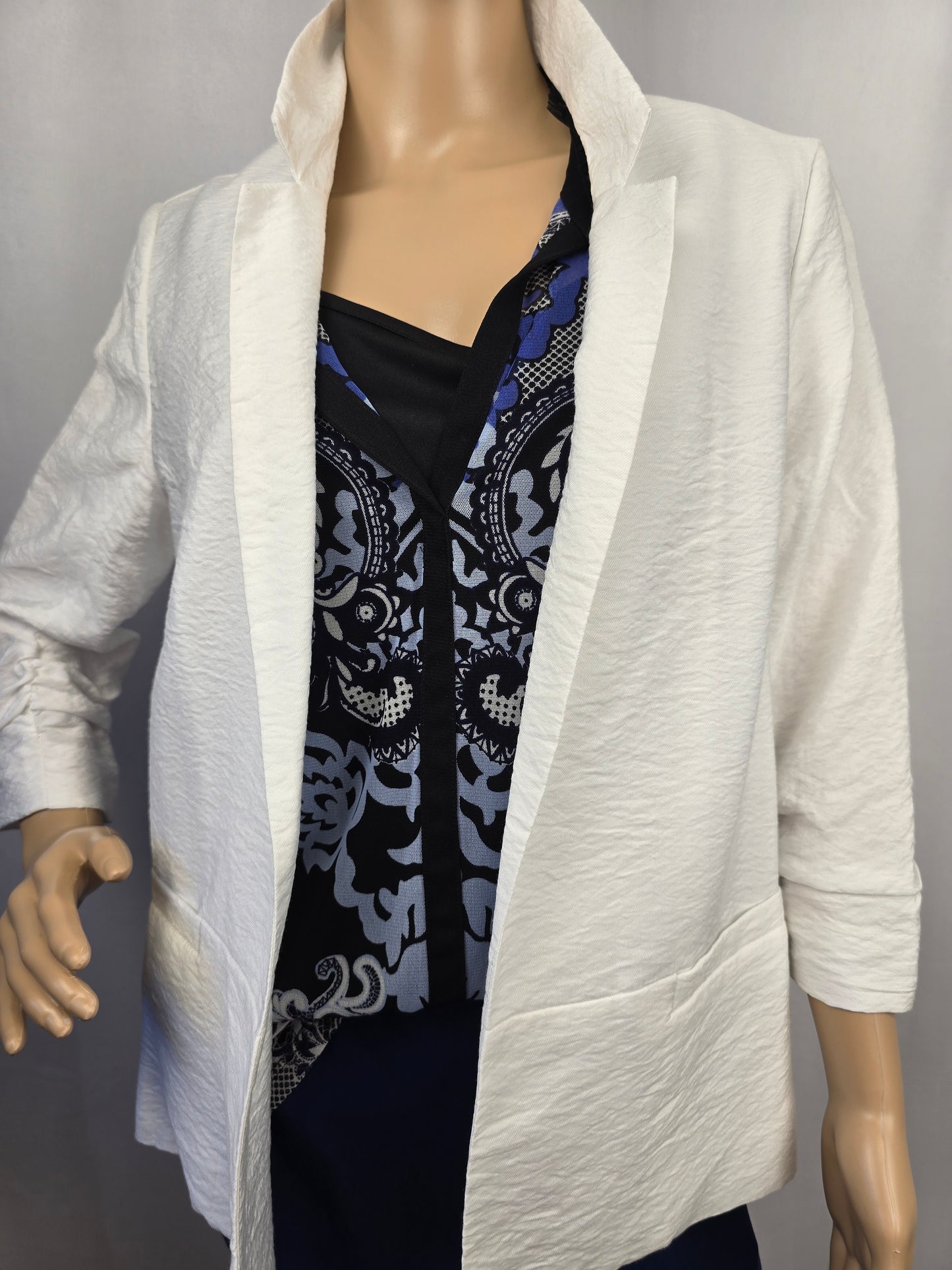 Cleo Petites White 3/4 Sleeve Blazer Medium New With Tags