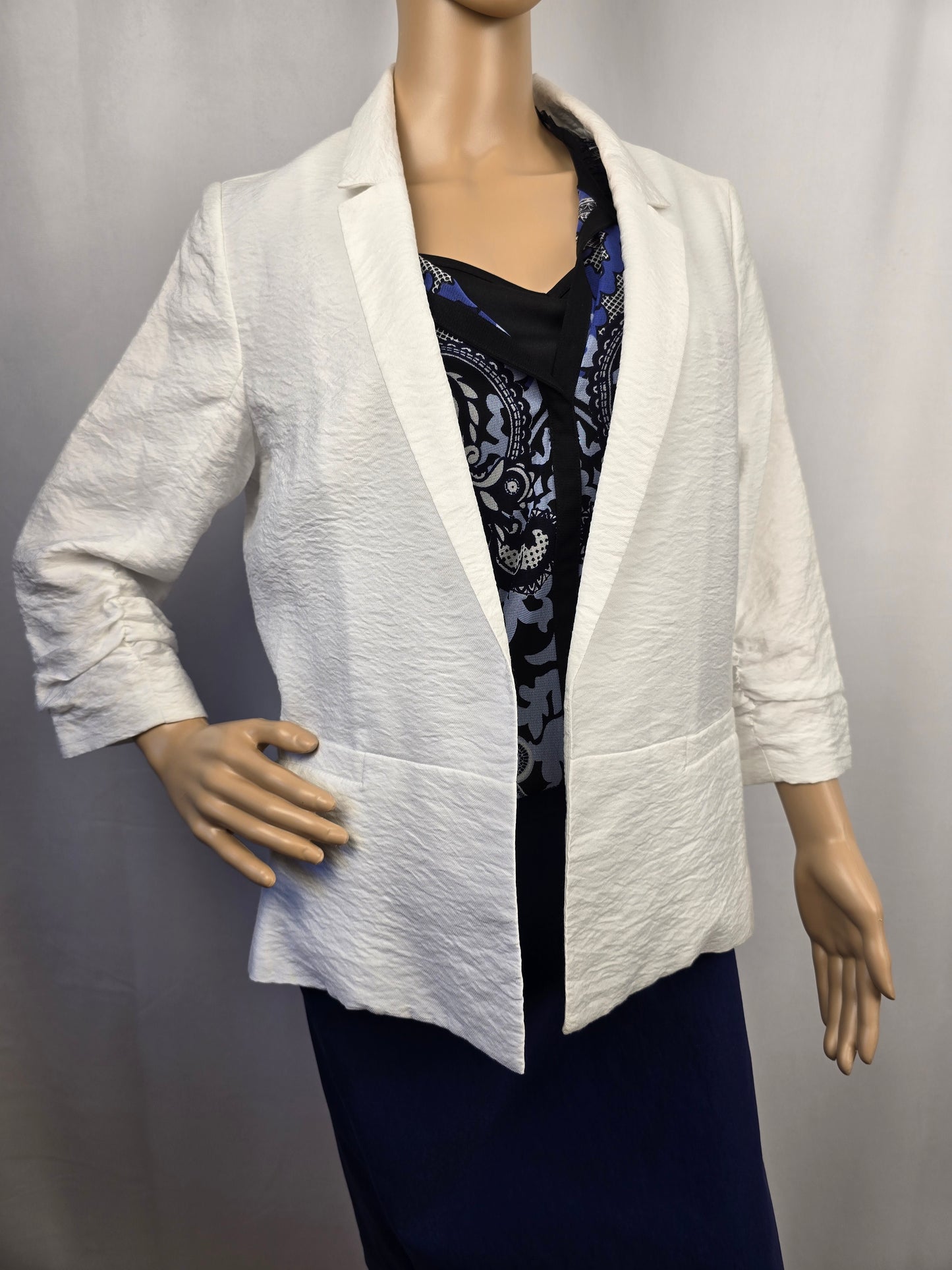 Cleo Petites White 3/4 Sleeve Blazer Medium New With Tags