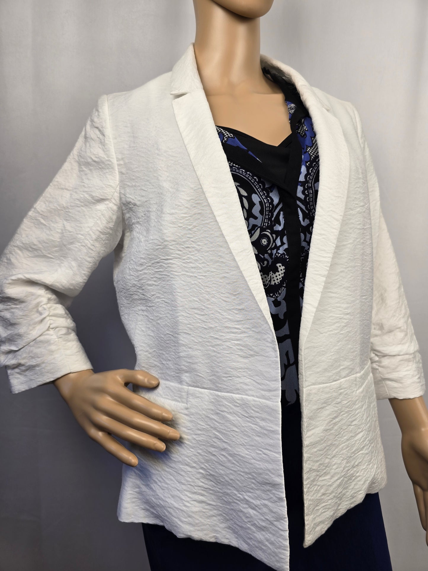Cleo Petites White 3/4 Sleeve Blazer Medium New With Tags