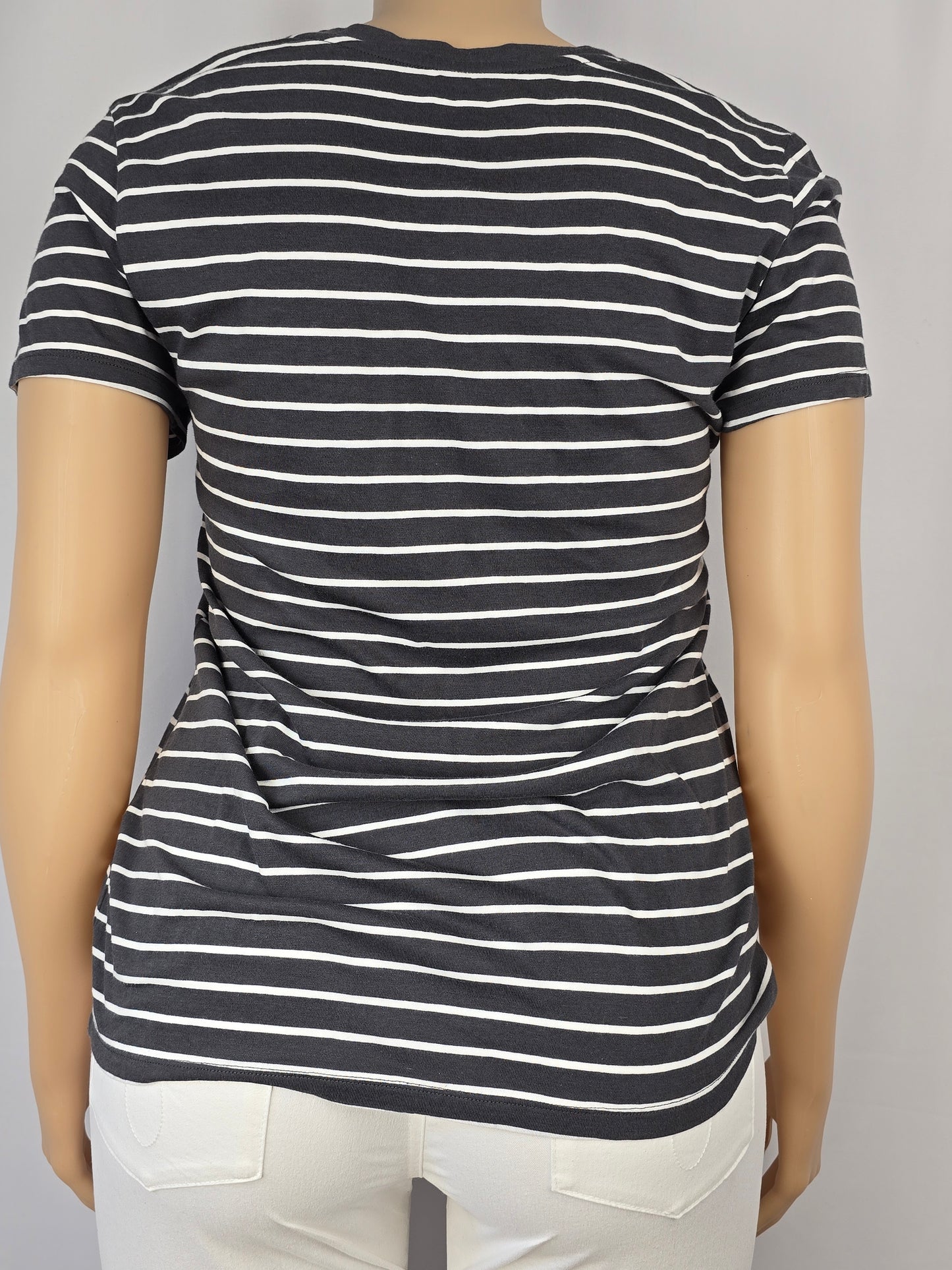 Gap "Favorite Tee" Short Sleeved Grey and White Striped T-Shirt XL Preloved