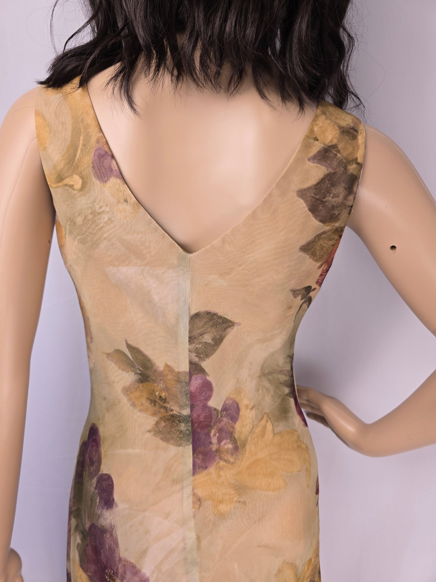 Algo Vintage '90's Elegant Maxi Evening Dress Size 6 with Matching Scarf Preloved