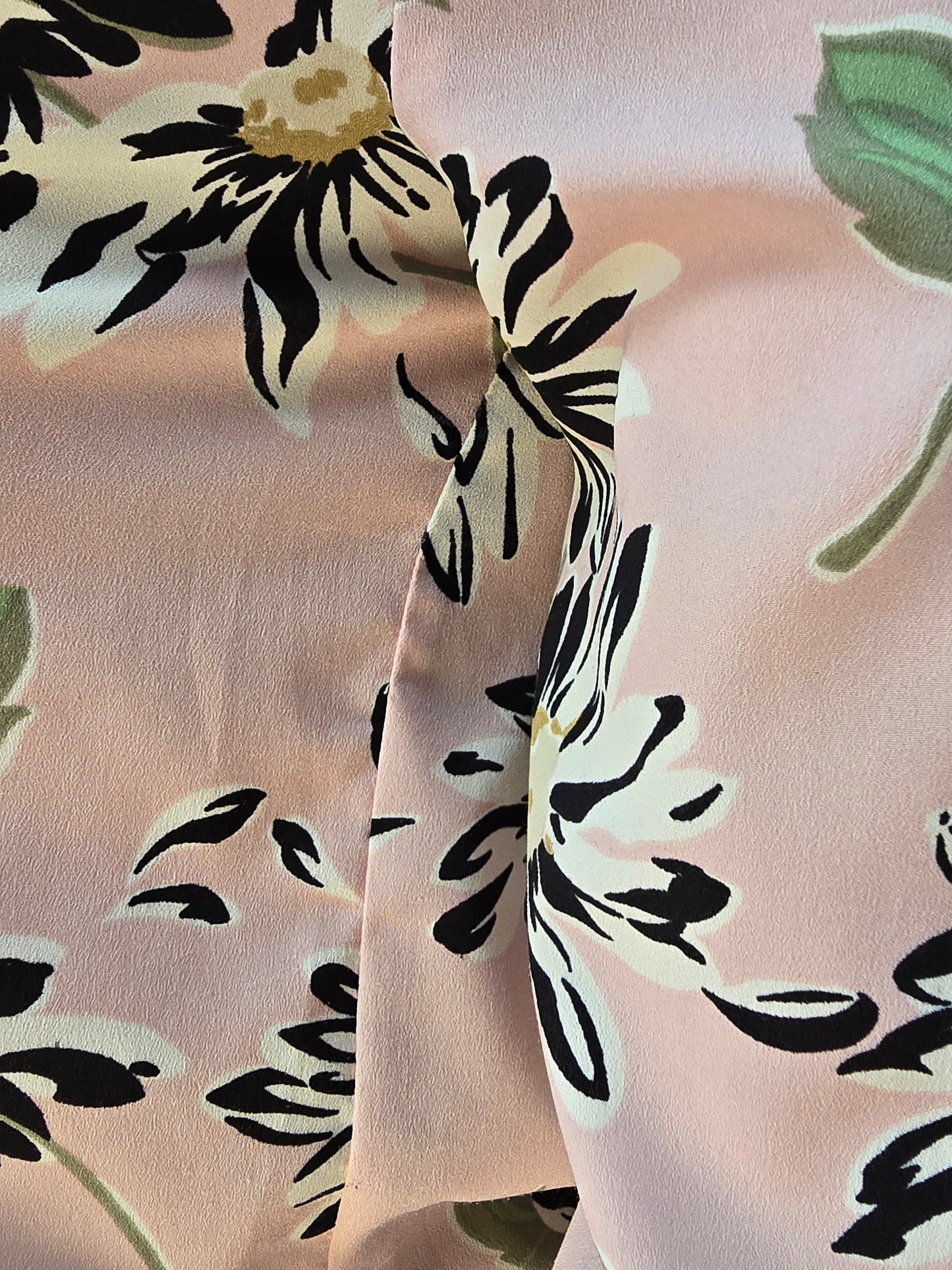 Anne Klein Pink / Black / Green Floral Blouse Long Sleeve Size 12  Preloved