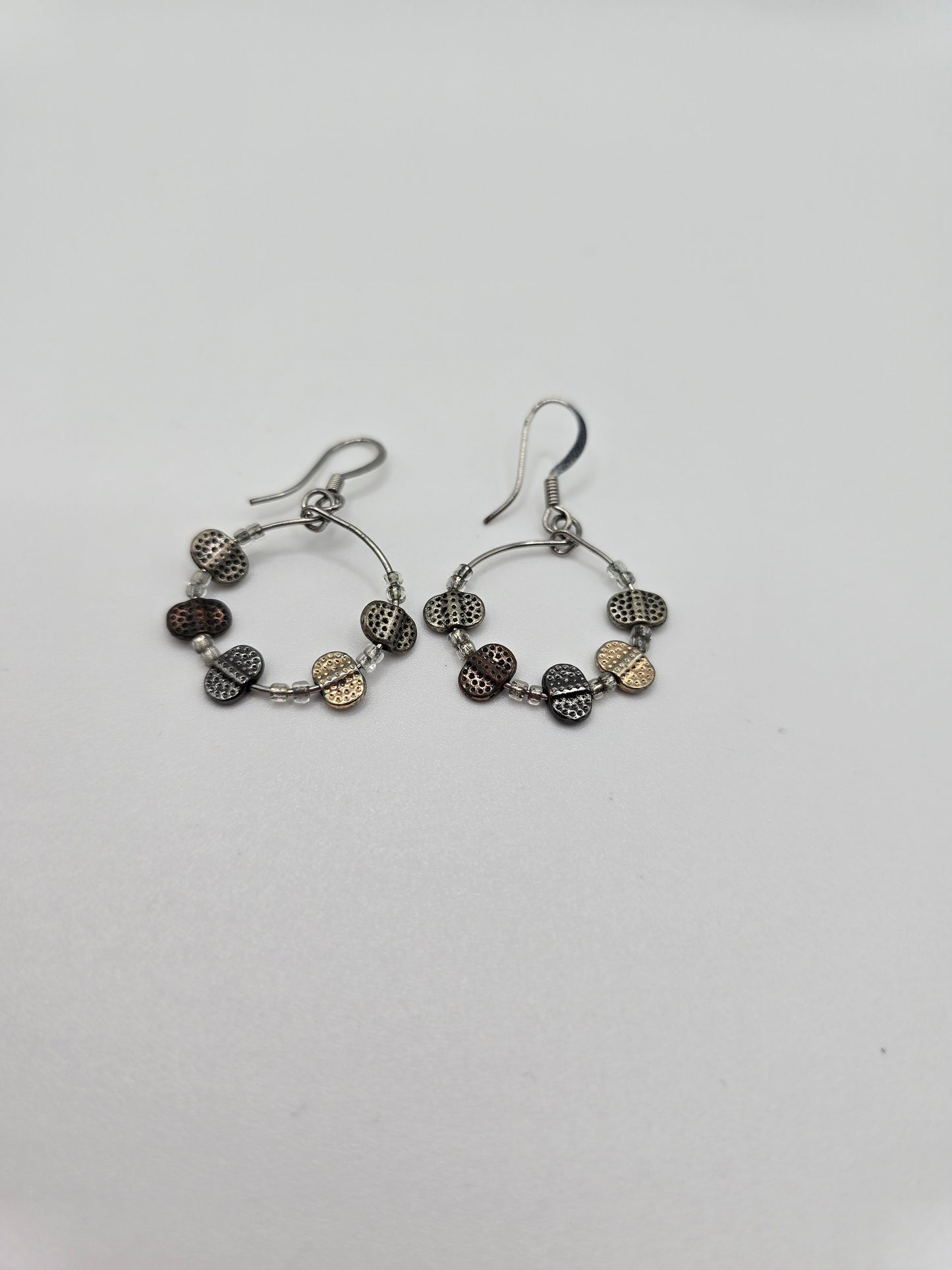 Silver Tone Hanging Earrings with Beads Preloved